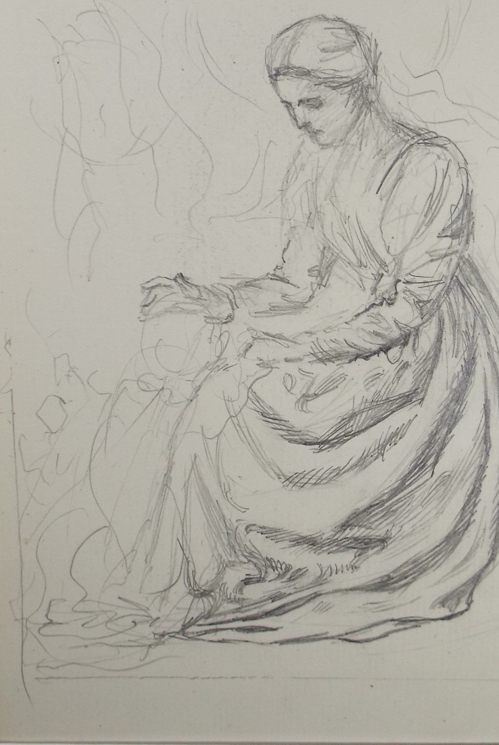 Original Pencil Sketch,'Study of a Seated Woman', Leonard Leslie Brooke (1862 - 1940), Late 19th Century