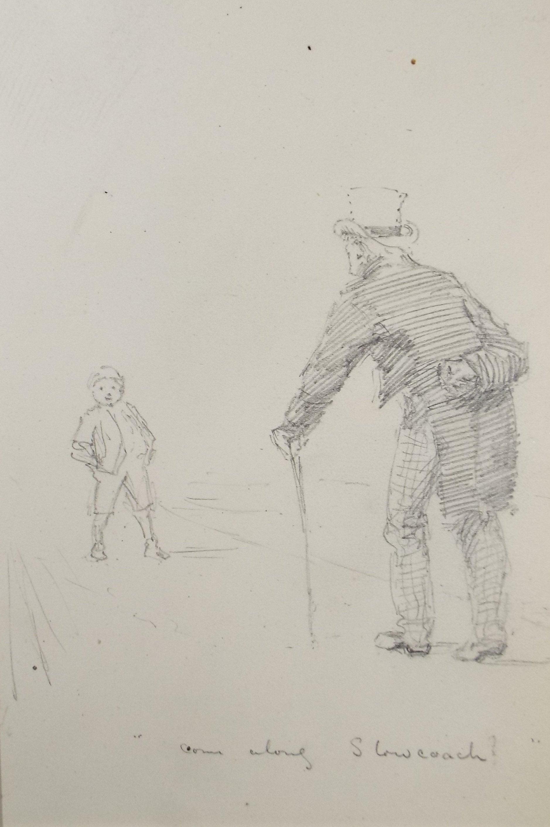 Original Pencil Sketch,'Come along, slowcoach!'', Leonard Leslie Brooke (1862 - 1940), Late 19th Century