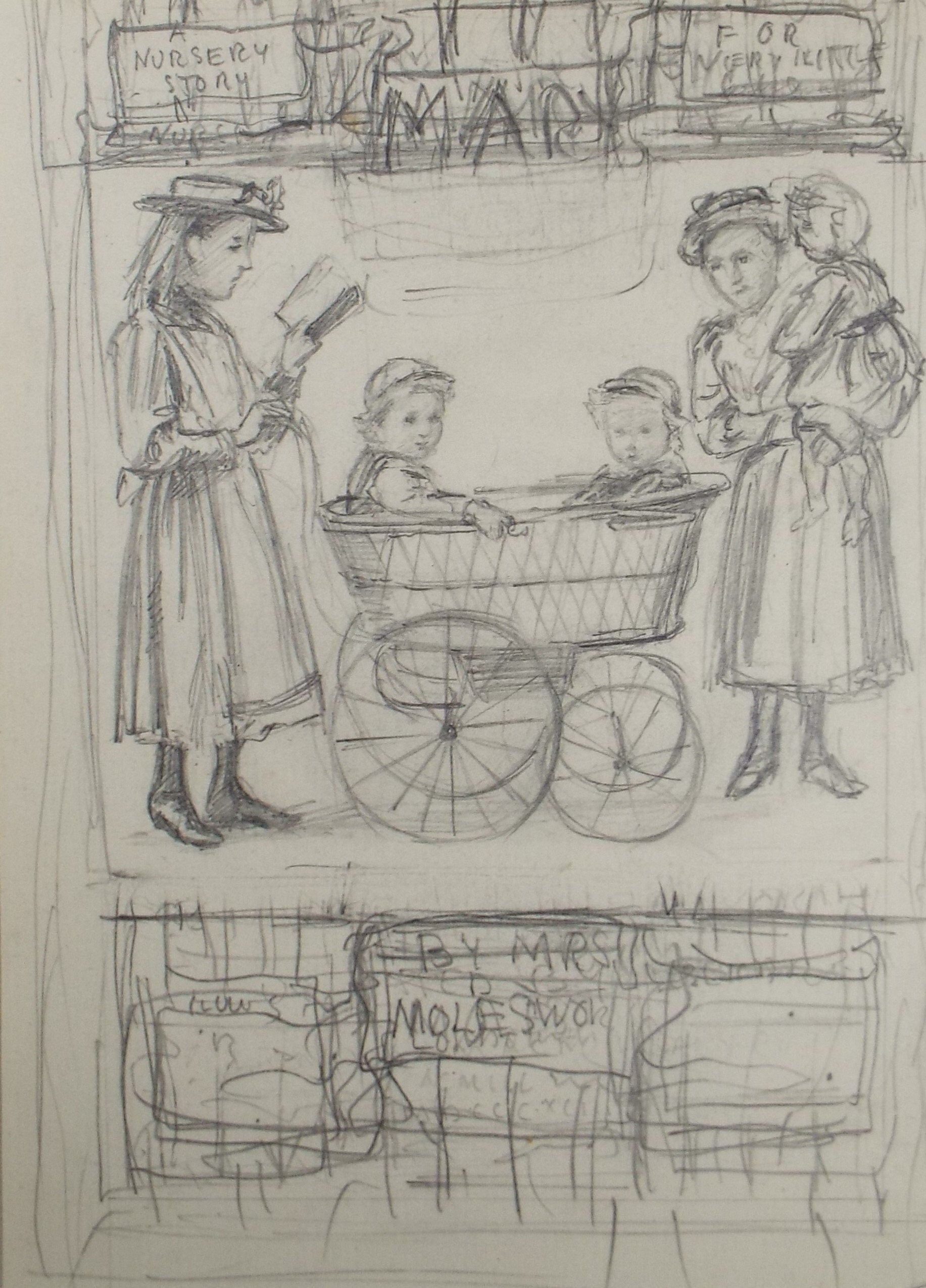 Original Pencil Sketch,'MARY - by Mrs Molesworth', Leonard Leslie Brooke (1862 - 1940), Late 19th Century