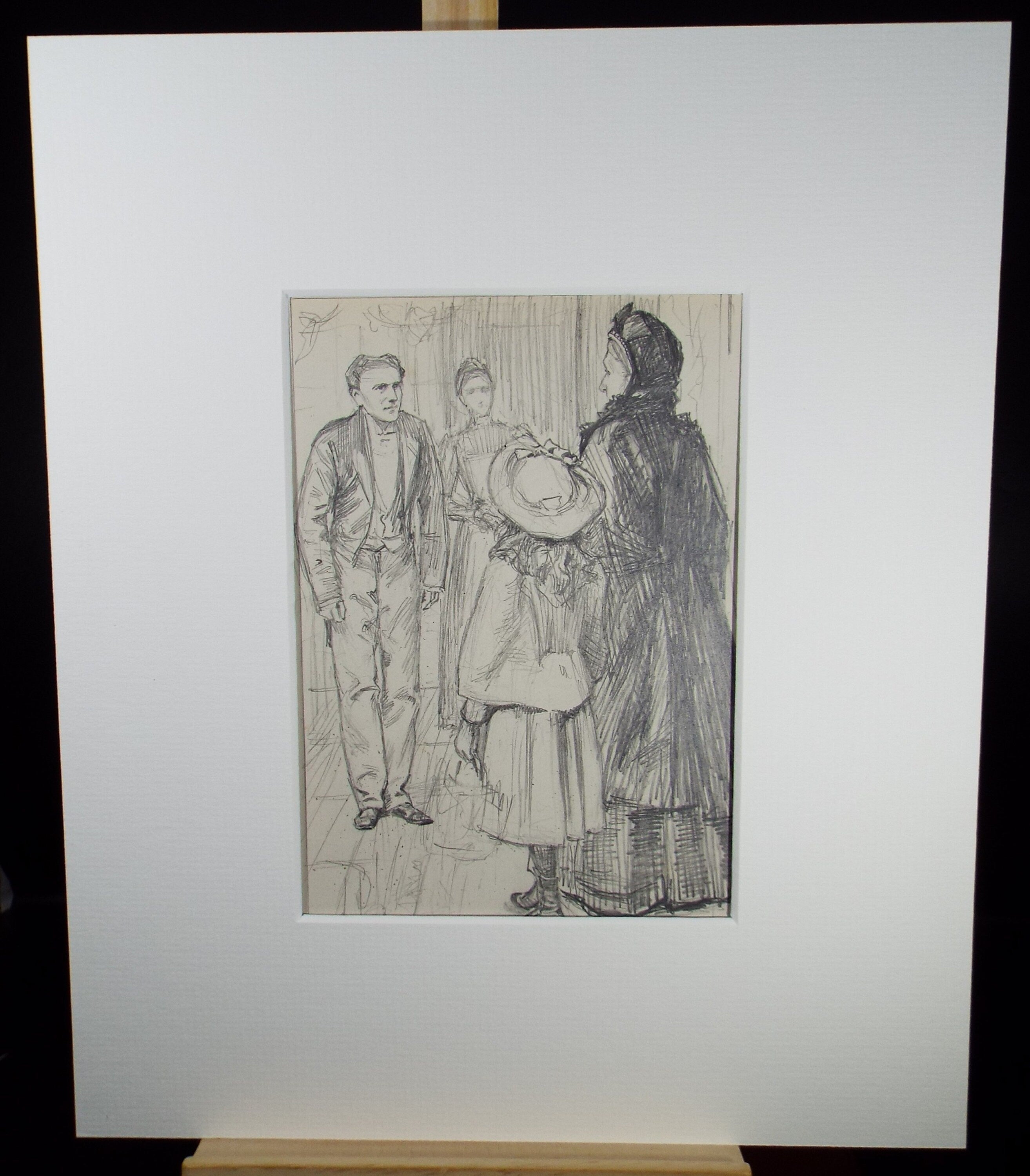 Original Pencil Sketch,'The Visitors', Leonard Leslie Brooke (1862 - 1940), Late 19th Century