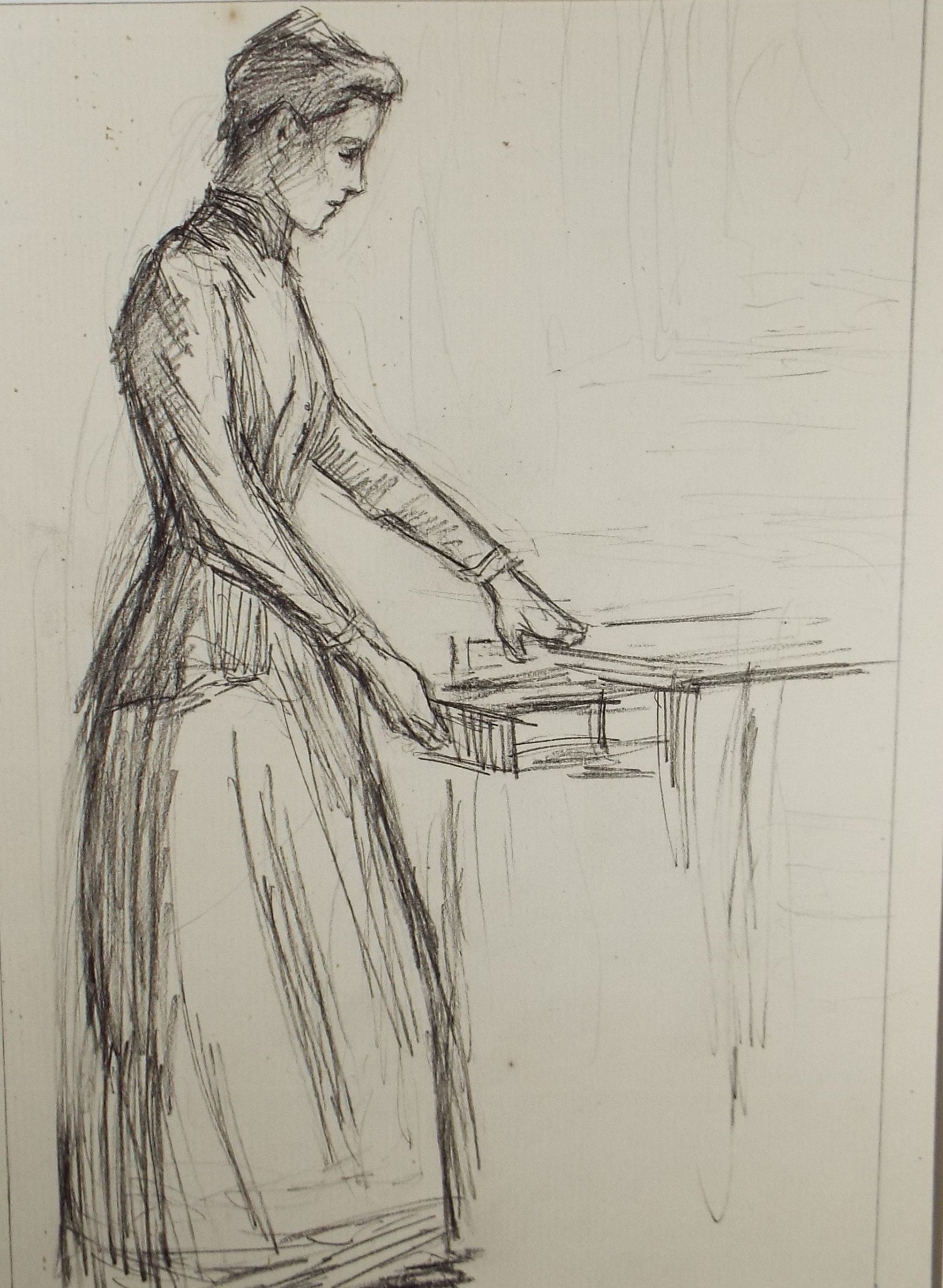 Original Pencil Sketch,'The School Mistress', Leonard Leslie Brooke (1862 - 1940), Late 19th Century