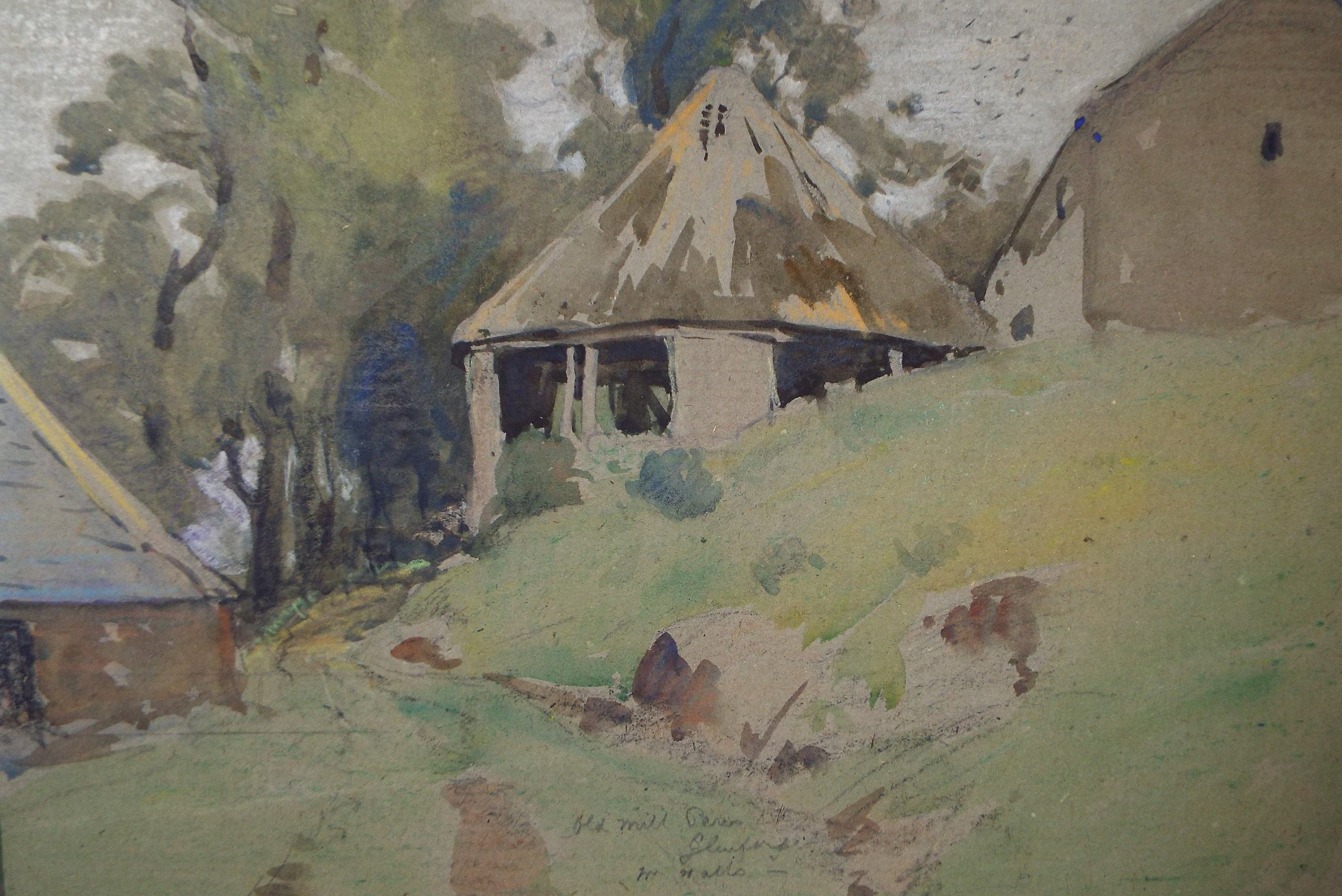 Original Watercolour ,'Farm Buildings', William Walls 1860-1942 ARSA, RSW, RSA, circa 1910