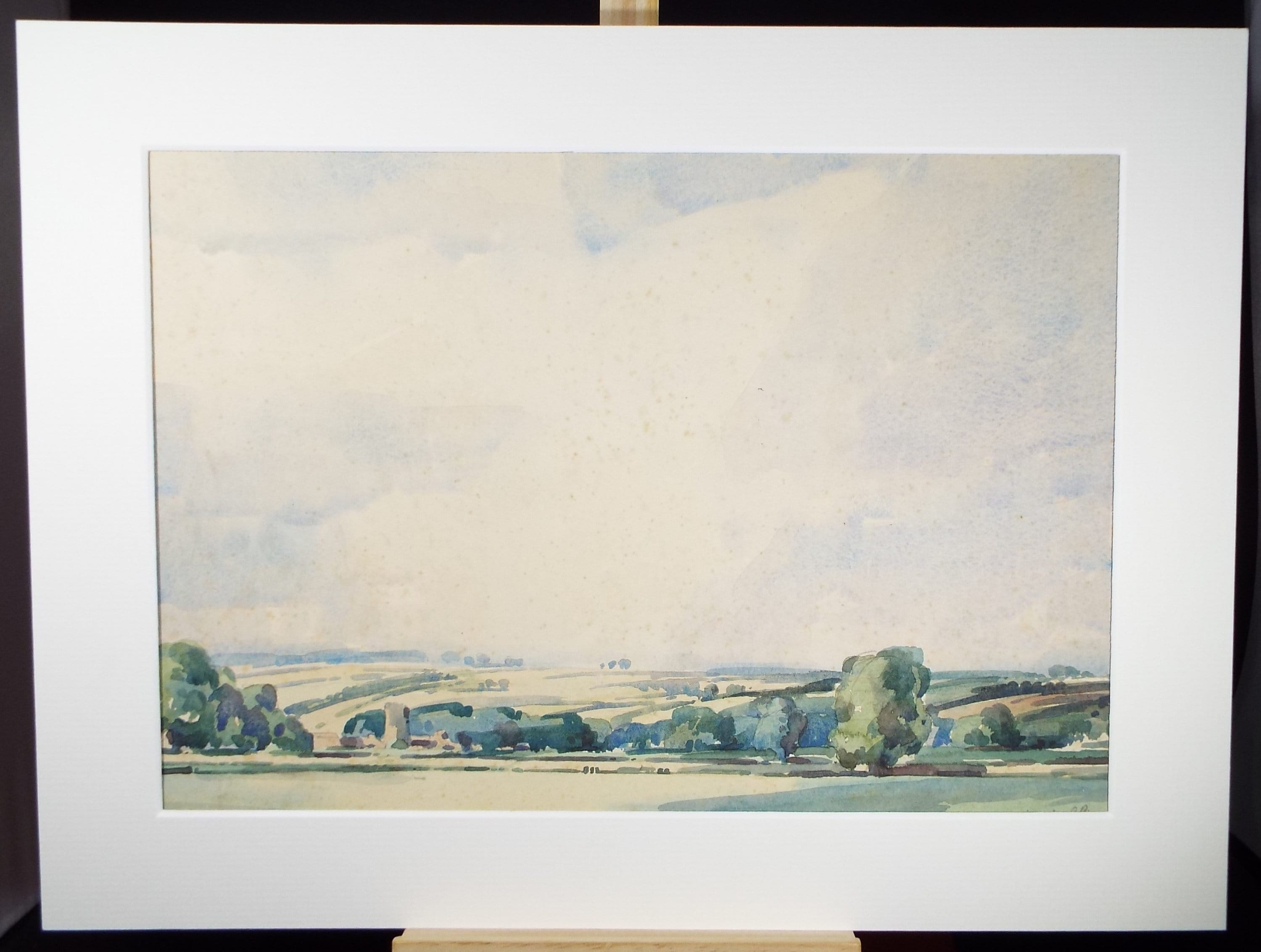 Original Watercolour, 'Village Landscape with Broad Sky', Edward Eaton Brannan (1886-1957)