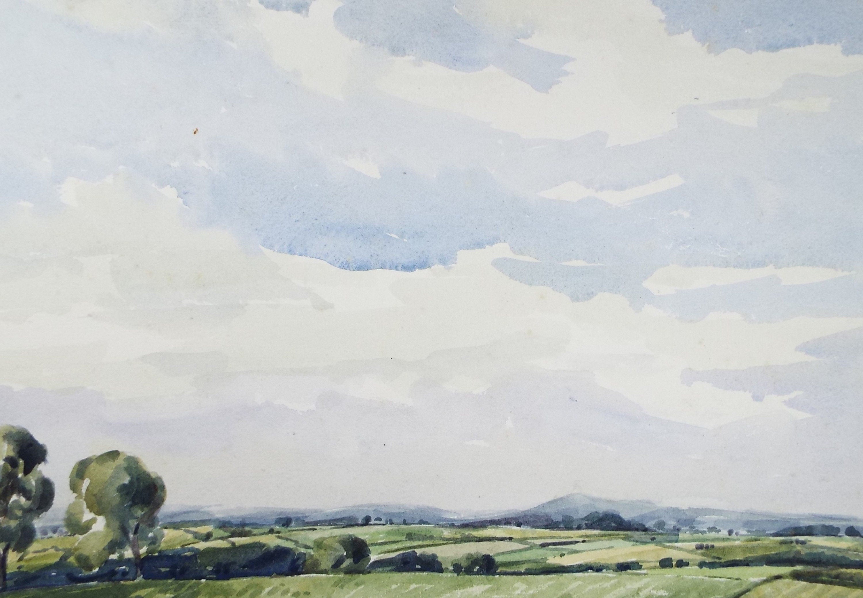 Original Watercolour, 'Landscape with distant hills', Edward Eaton Brannan (1886-1957)