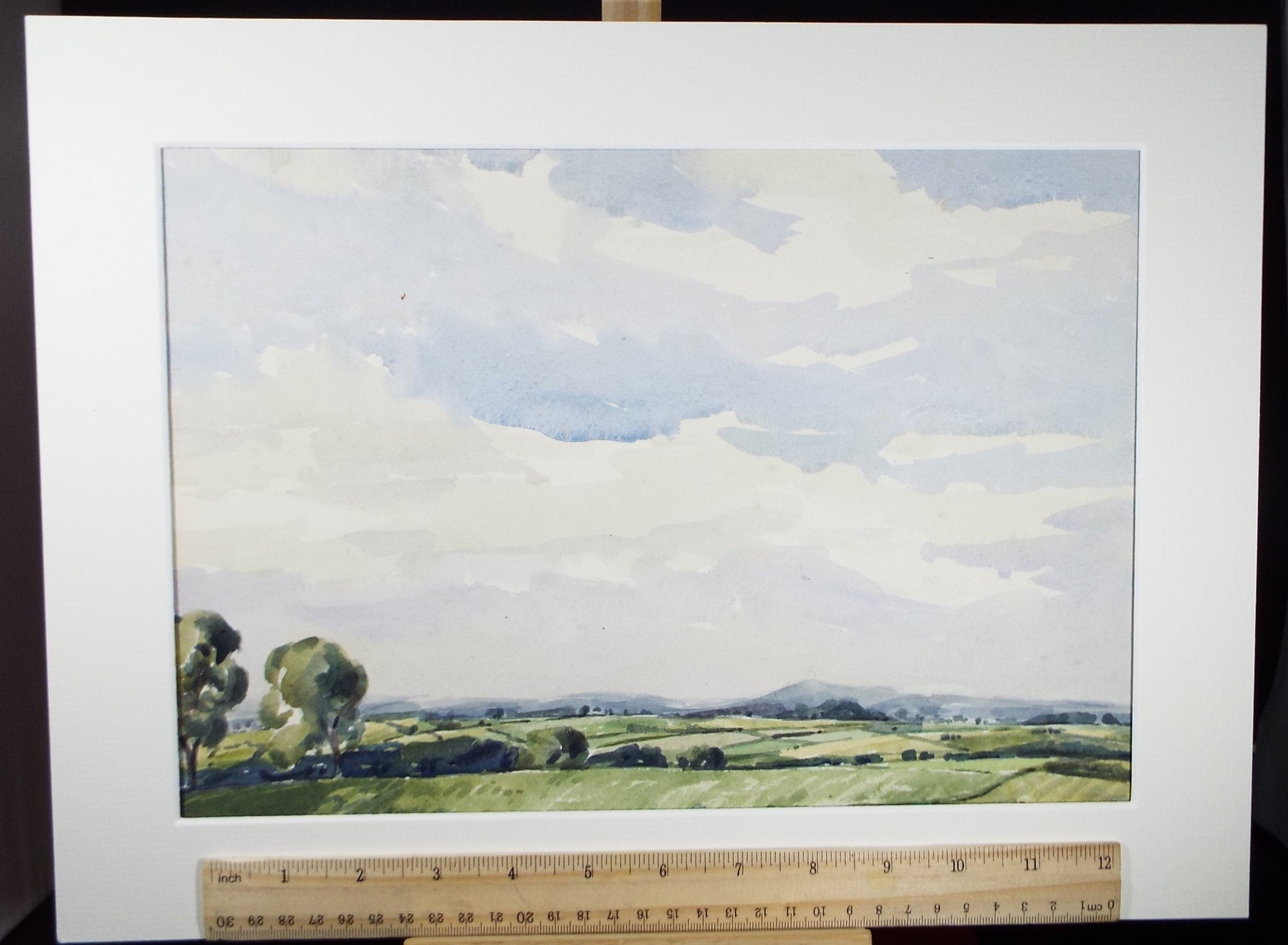 Original Watercolour, 'Landscape with distant hills', Edward Eaton Brannan (1886-1957)