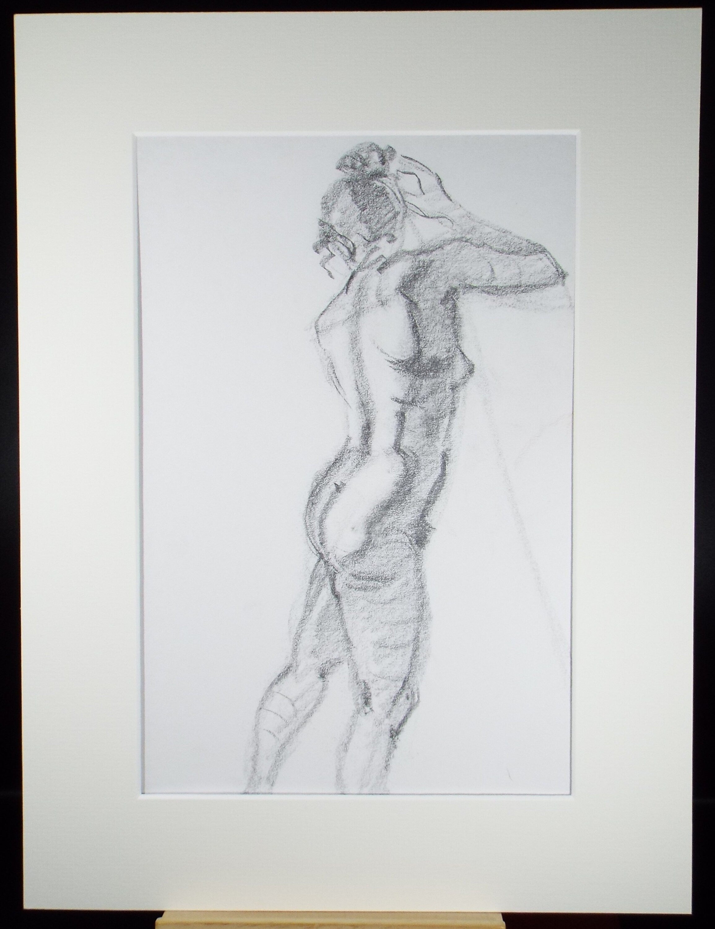 Original Charcoal Sketch,'Standing Female Nude',Richard Bazley b1962, Circa 1980's