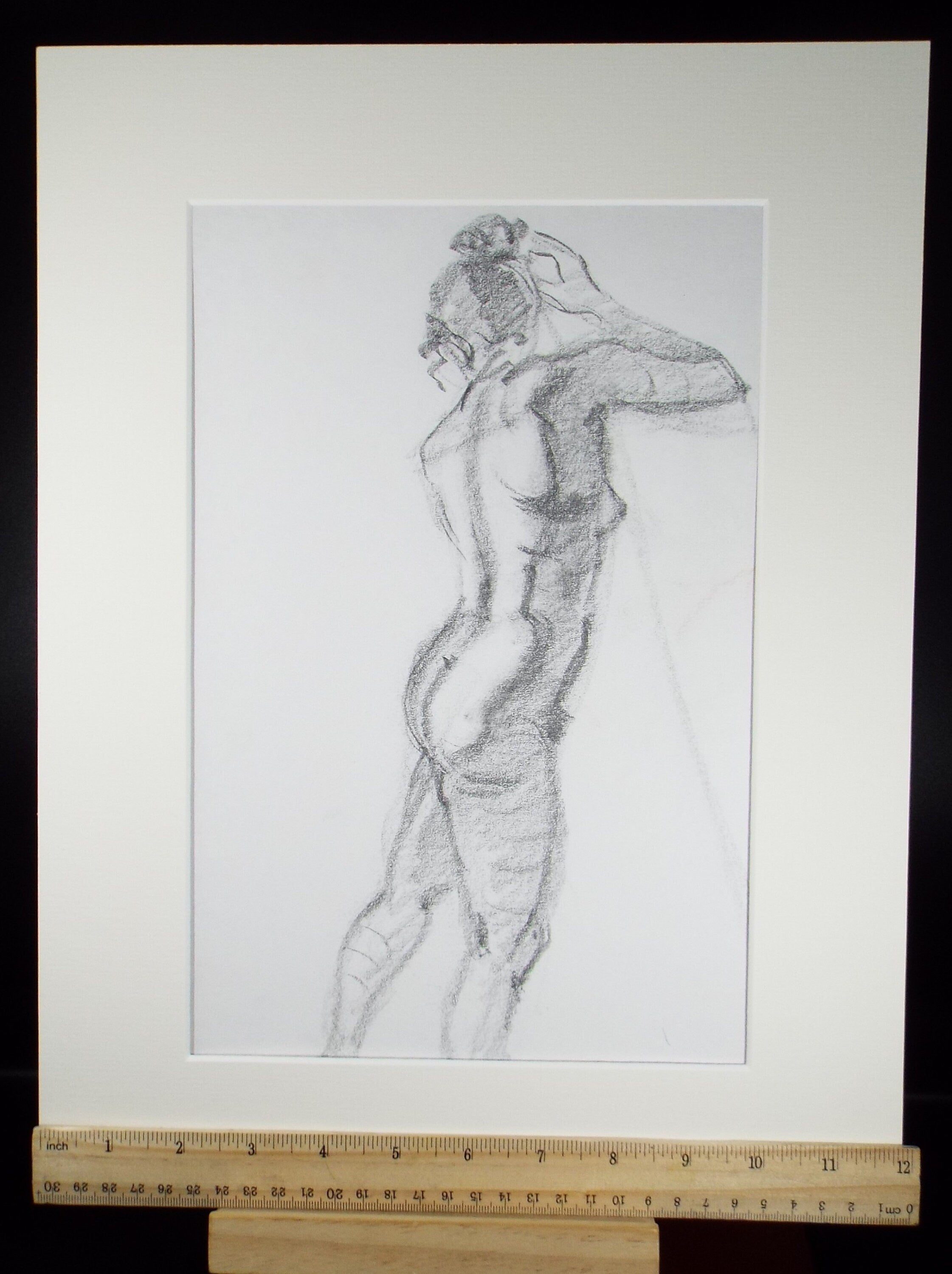 Original Charcoal Sketch,'Standing Female Nude',Richard Bazley b1962, Circa 1980's