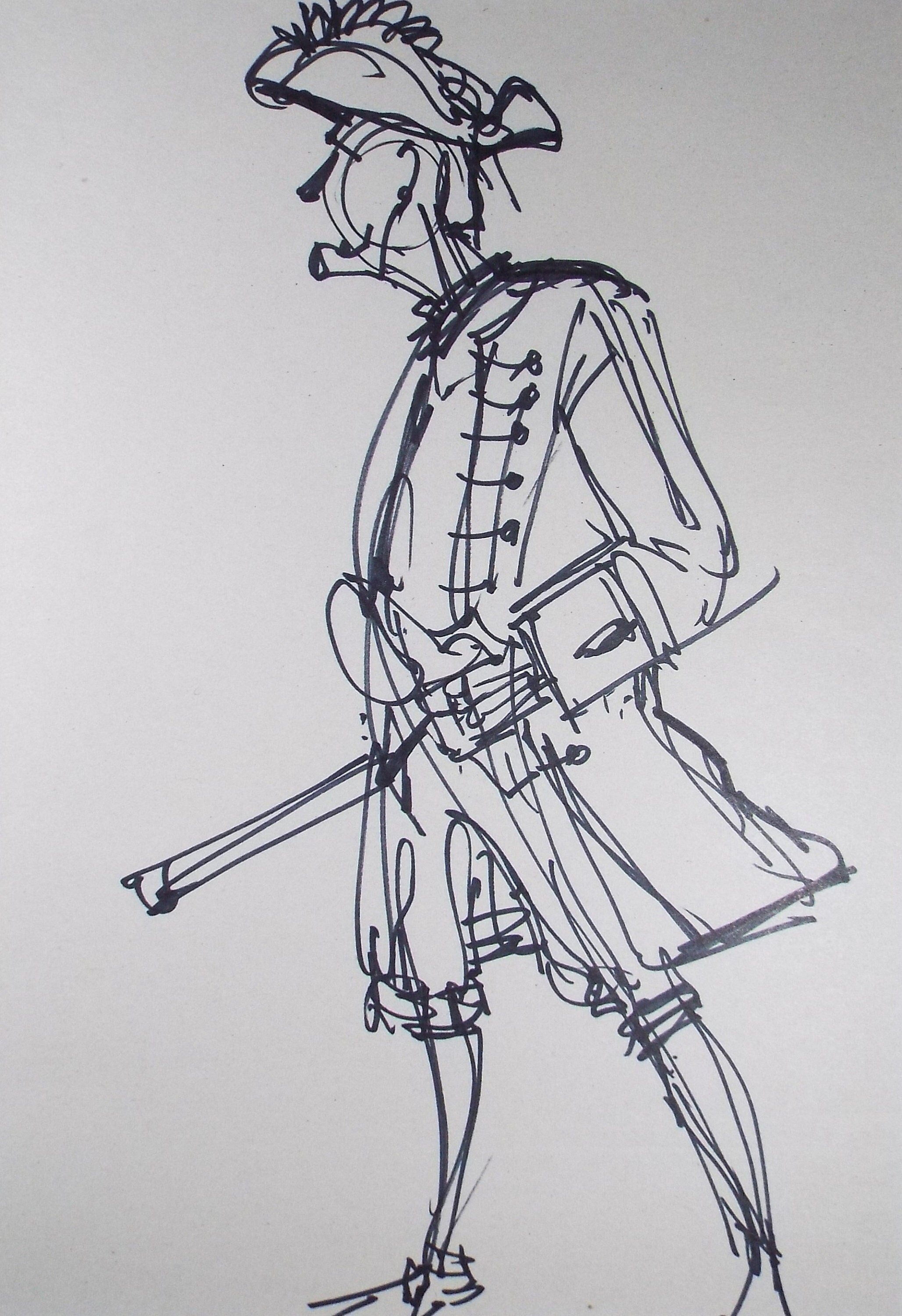 Original Pen & Ink Sketch,'Swashbuckling Figure',Richard Bazley b1962, Circa 1980's