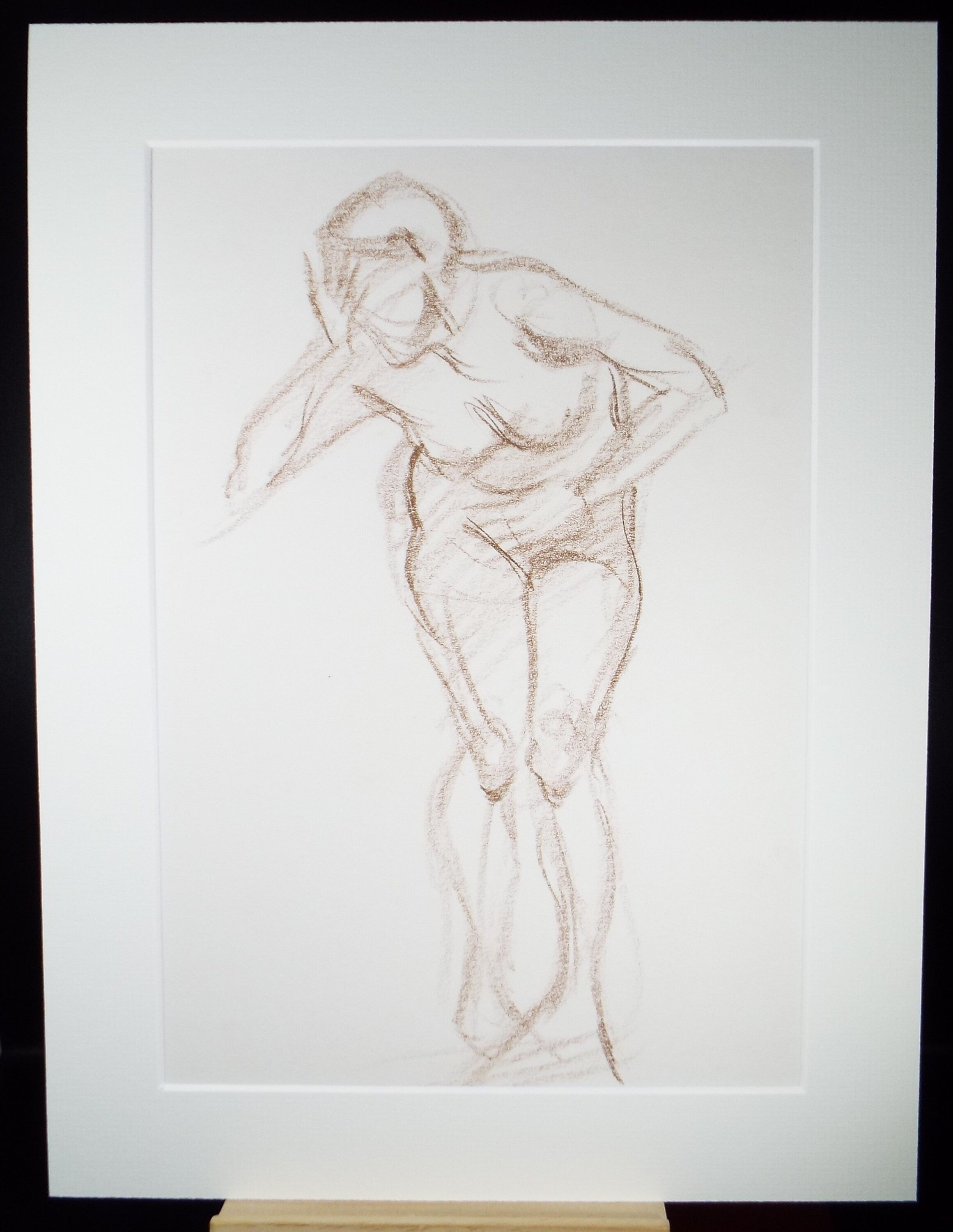 Original Pastel Sketch,'Crouching Figure',Richard Bazley b1962, Circa 1980's