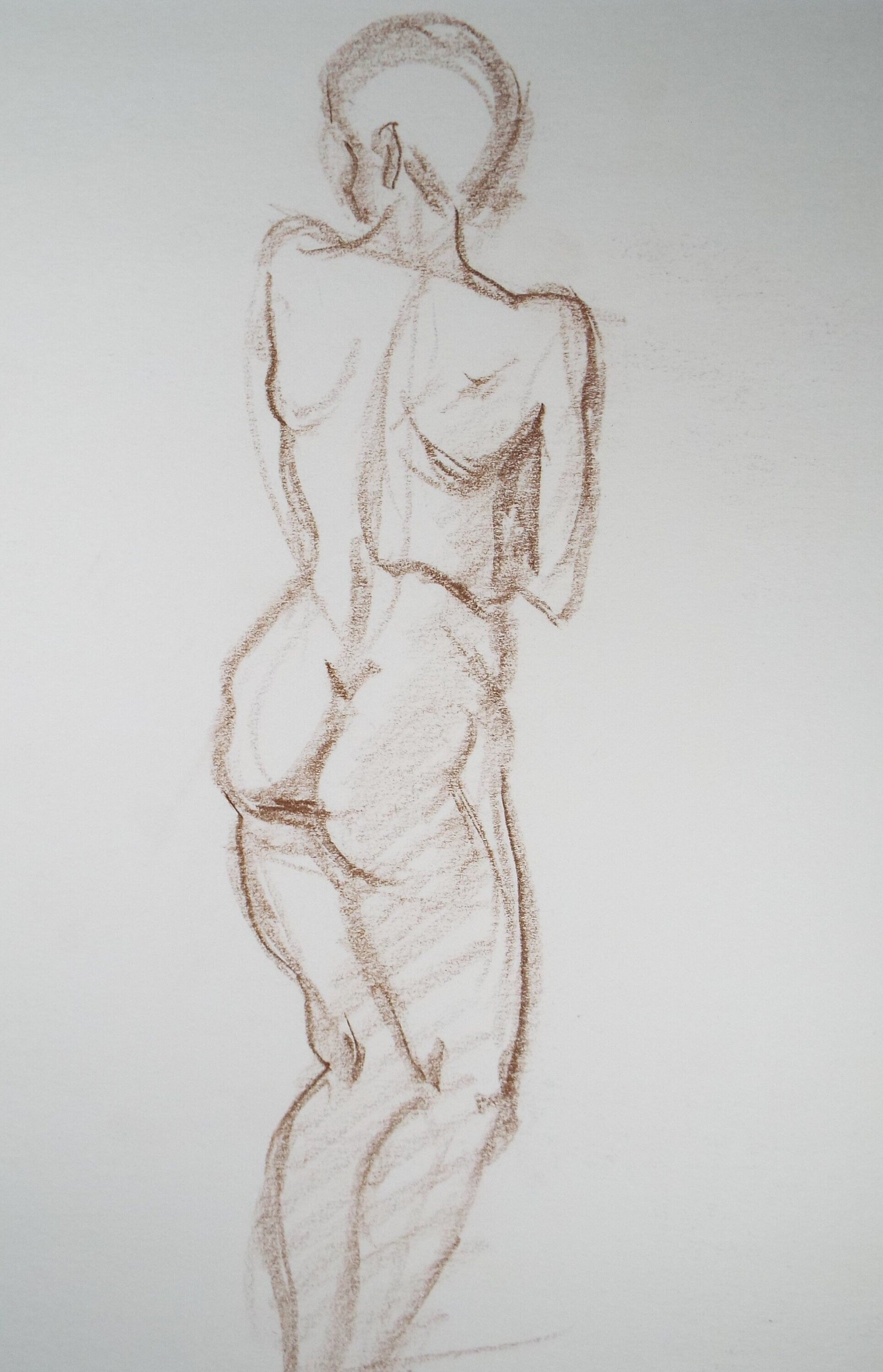 Original Pastel Sketch,'Standing Nude from Rear',Richard Bazley b1962, Circa 1980's