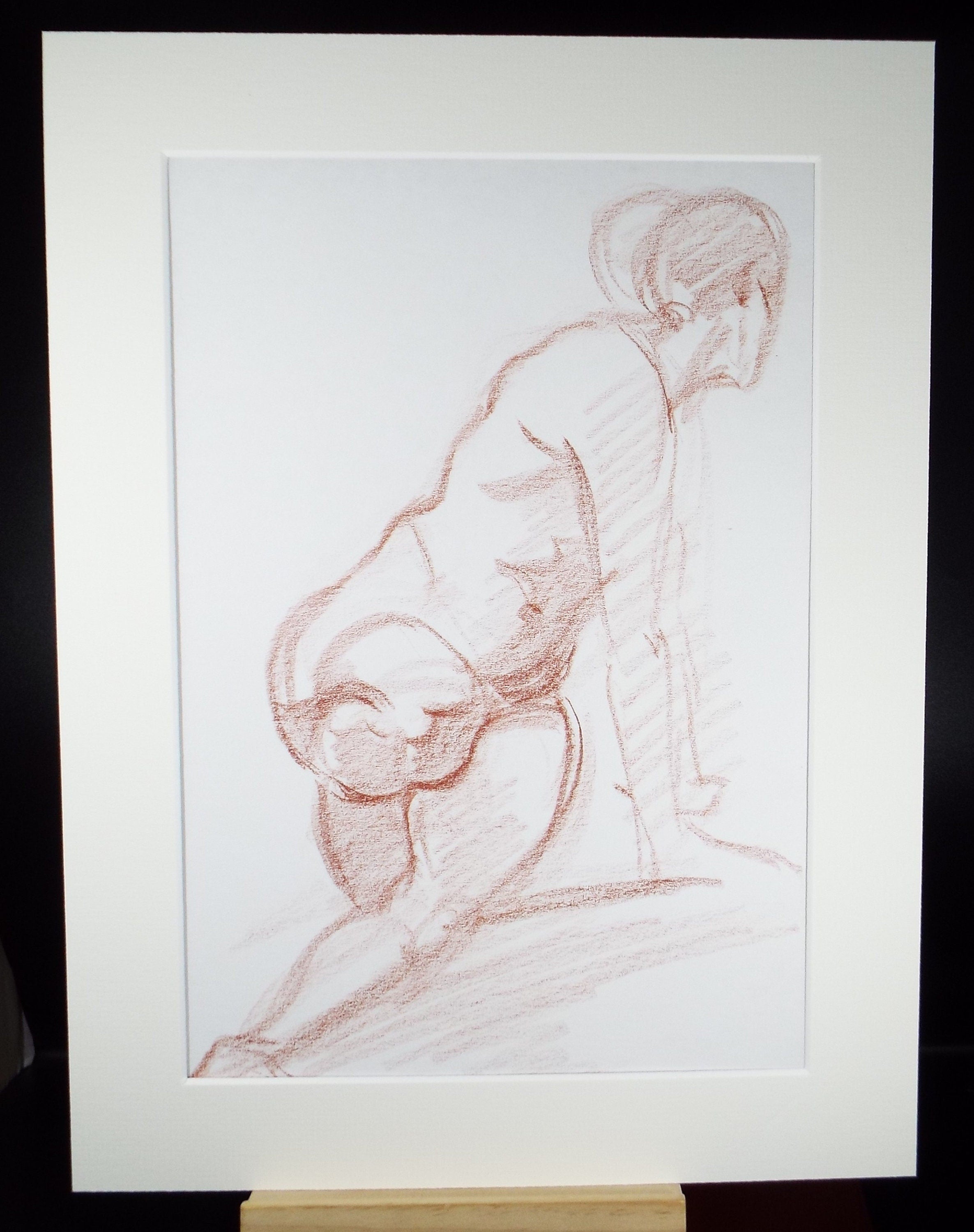 Original Pastel Sketch,'Crouching Figures',Richard Bazley b1962, Circa 1980's