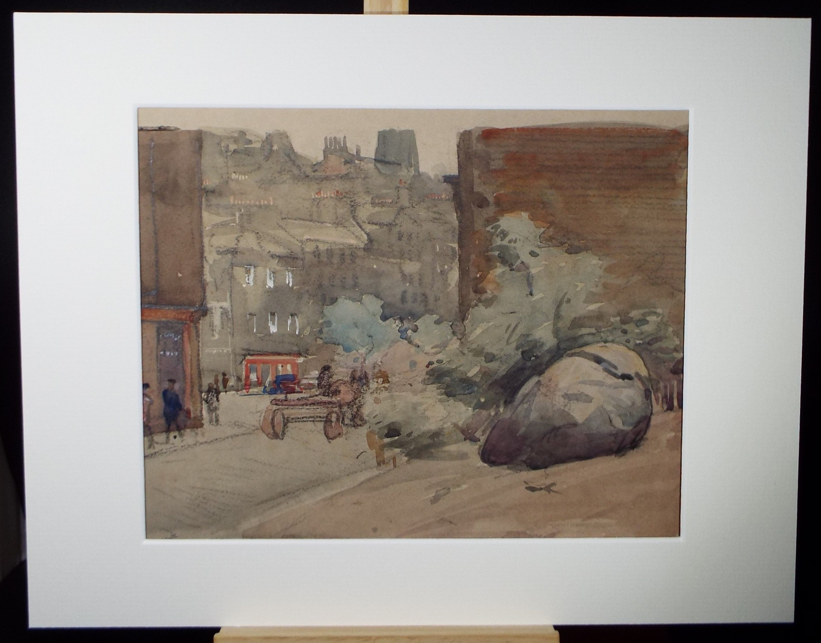 Original Watercolour ,'Looking into the Grassmarket', William Walls 1860-1942 ARSA, RSW, RSA, circa 1920's