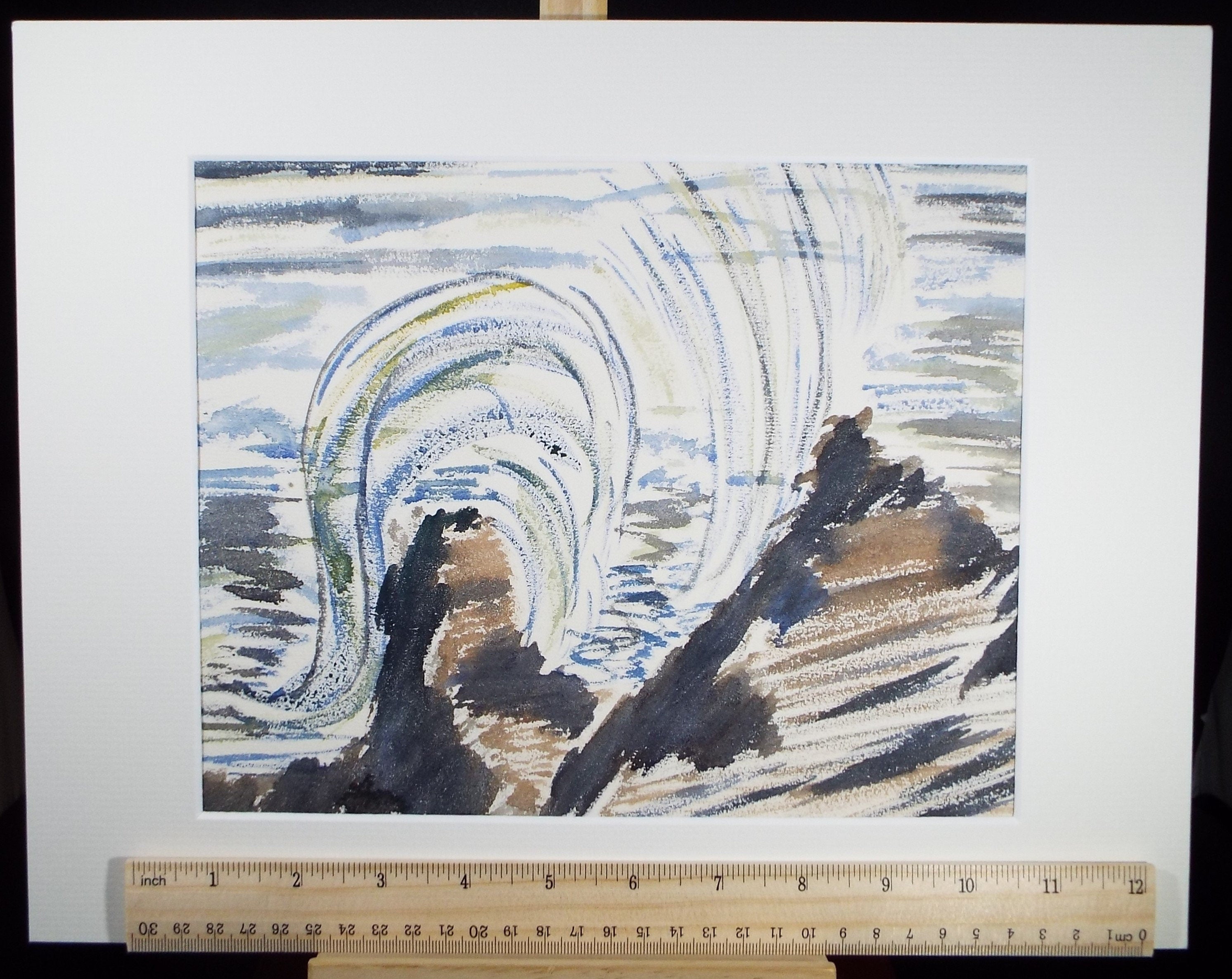 Original Watercolour, 'Stormy sea and spray', Circa 1950's , Harry Ousey (1915-1985)