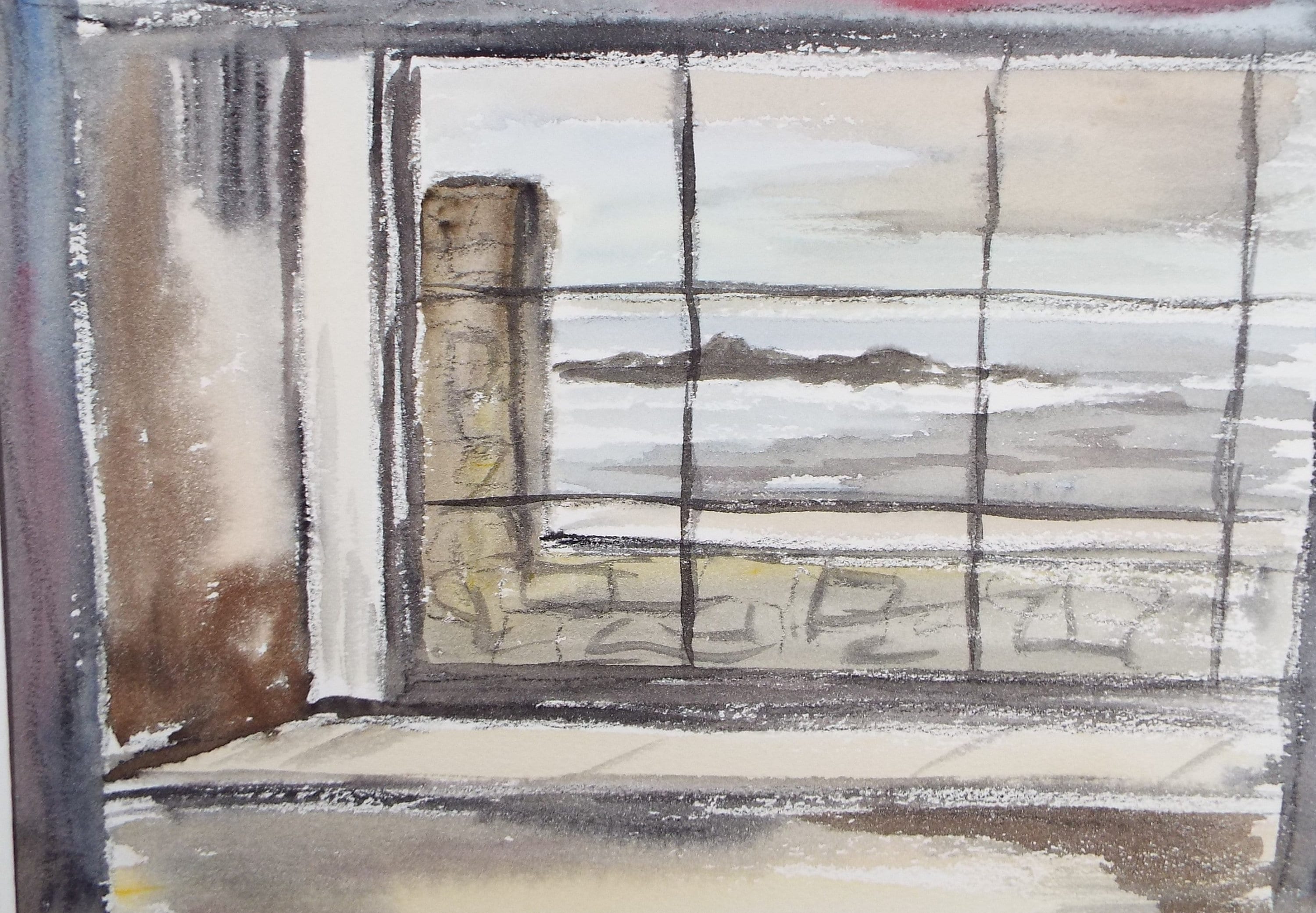 Original Watercolour, 'Through a Window - St Ives', Circa 1950's , Harry Ousey (1915-1985)