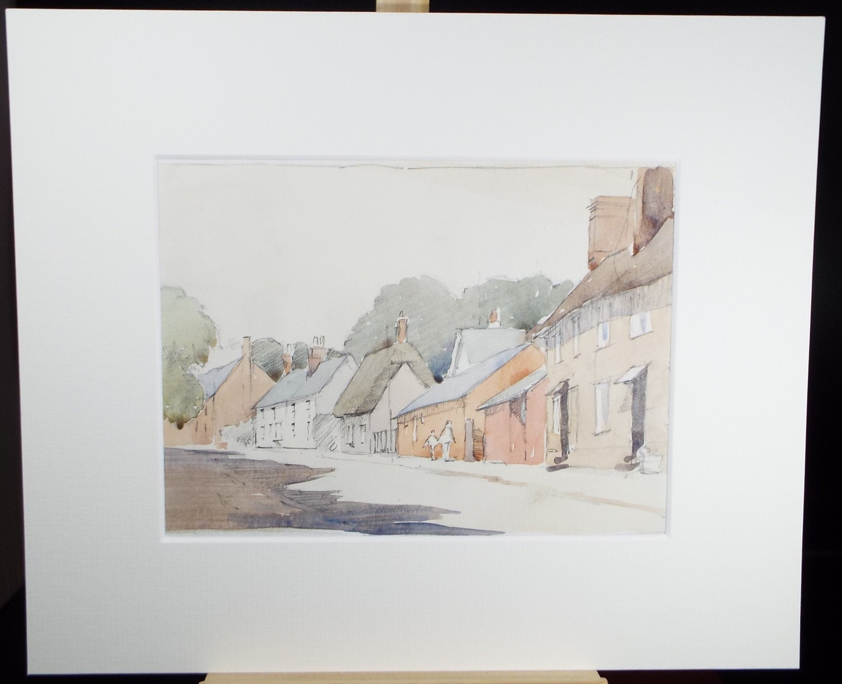 Original Watercolour, 'Village Street', Circa 1950's ,Artist Unknown