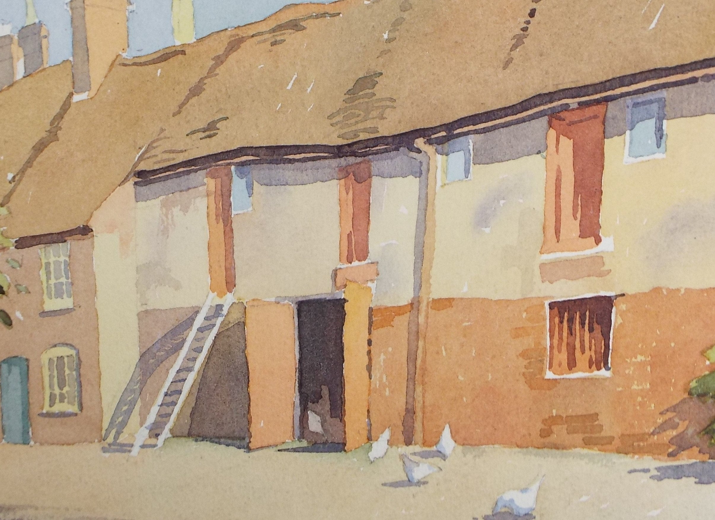 Original Watercolour, 'Farm Buildings', Circa 1960's , Artist Unknown