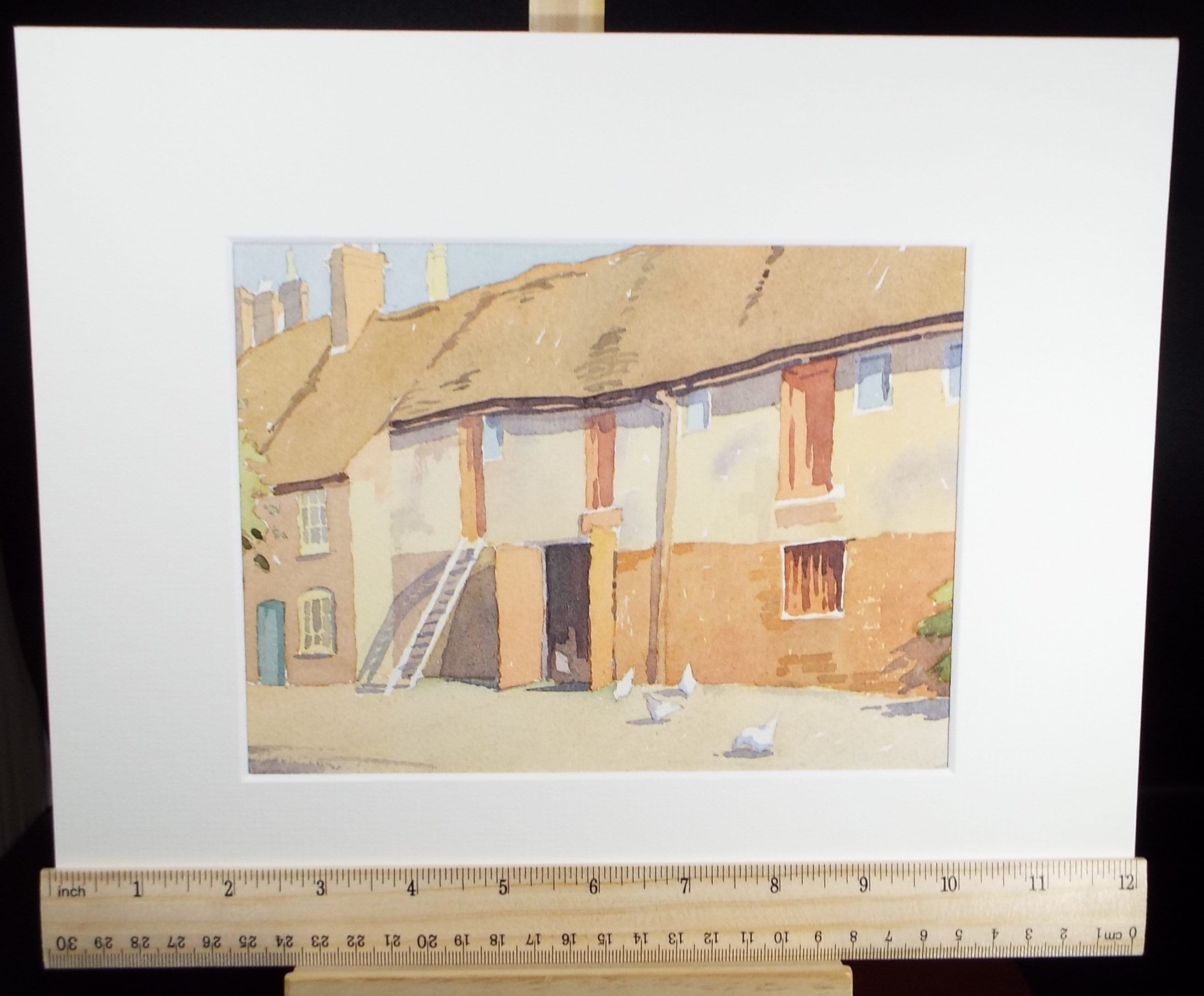 Original Watercolour, 'Farm Buildings', Circa 1960's , Artist Unknown