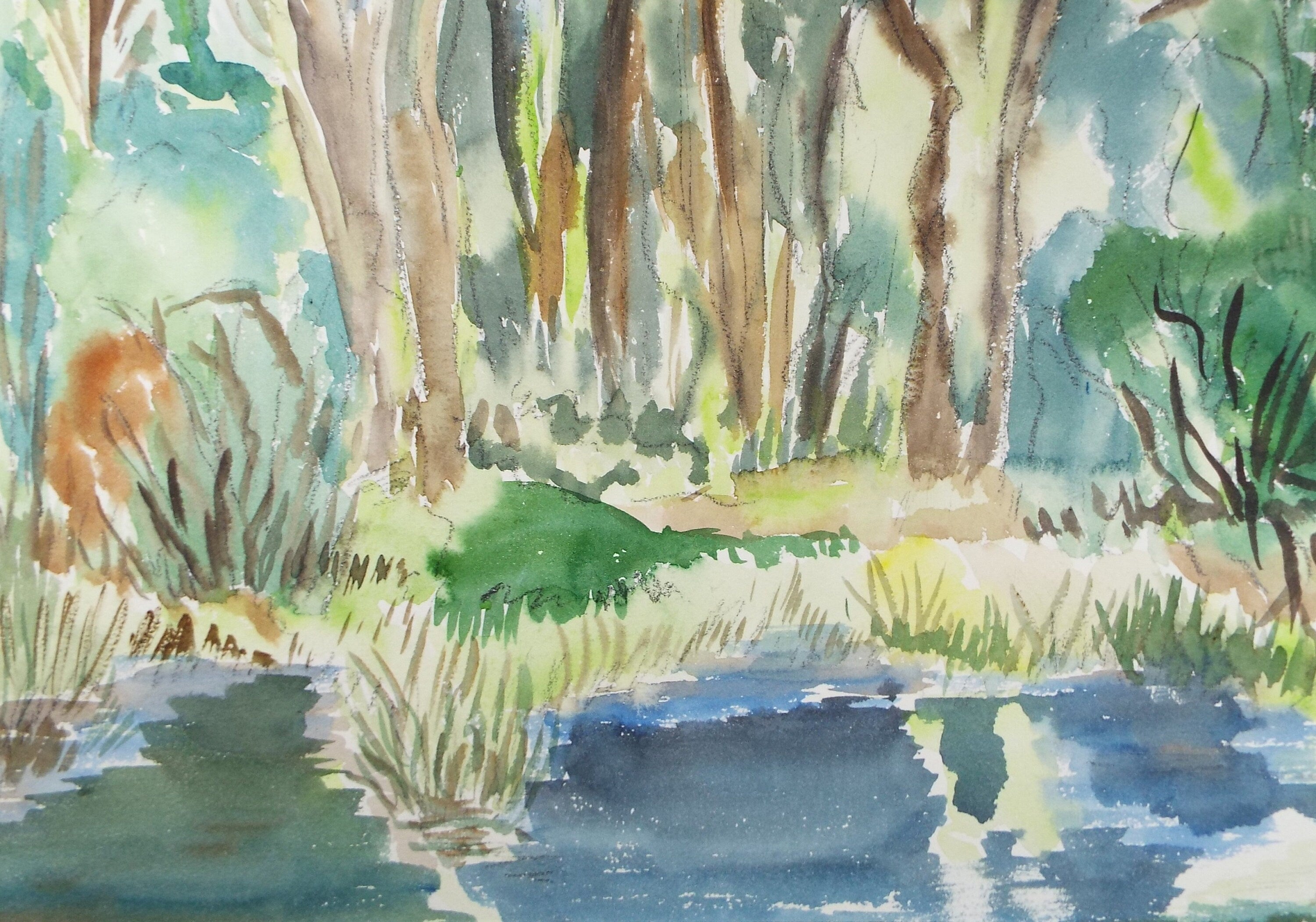 Original Watercolour, 'Reedsmere', Dated 1949, Harry Ousey (1915-1985)