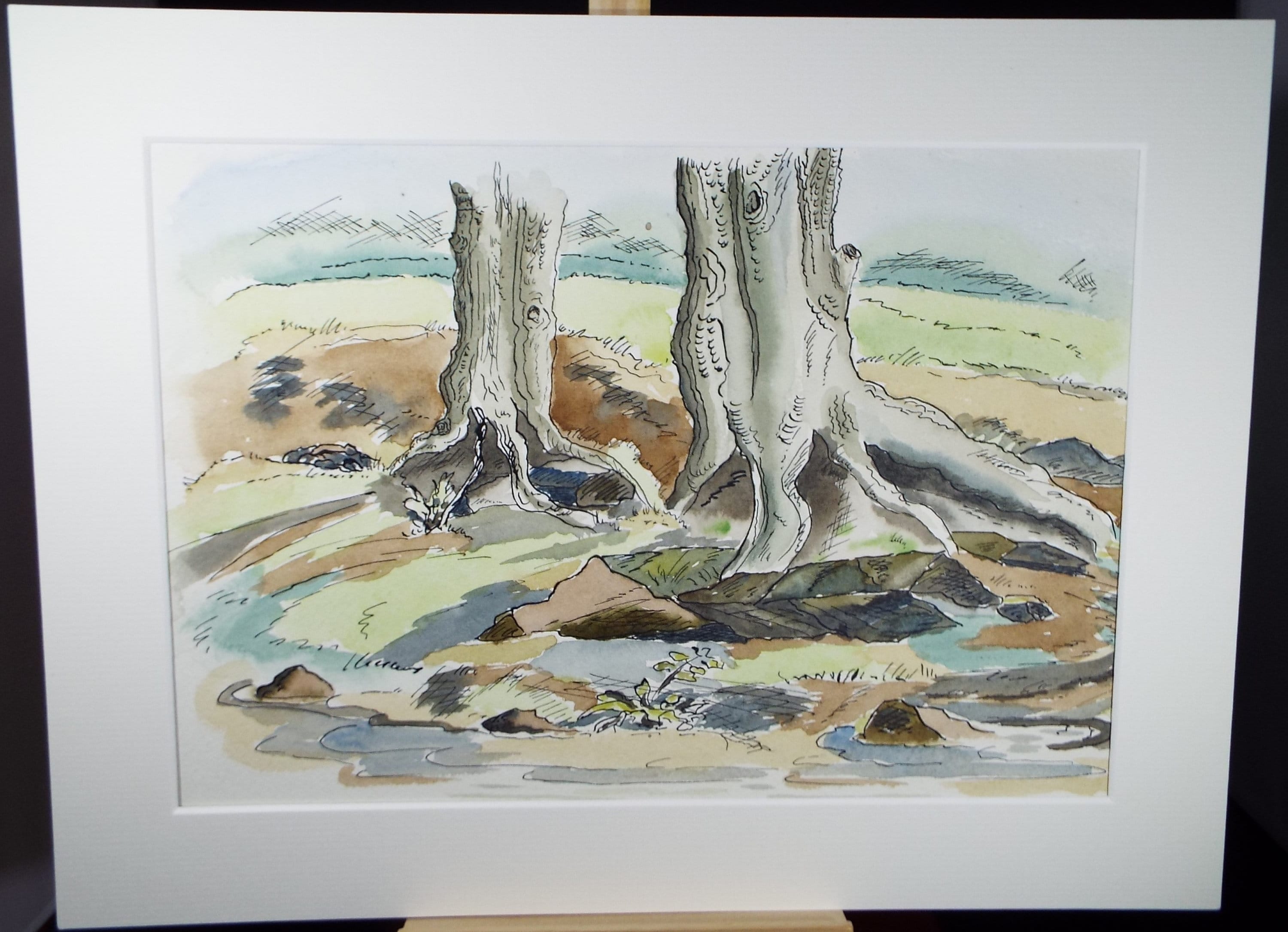 Original Watercolour, 'Riverbank tree study', Circa 1940's , Harry Ousey (1915-1985)