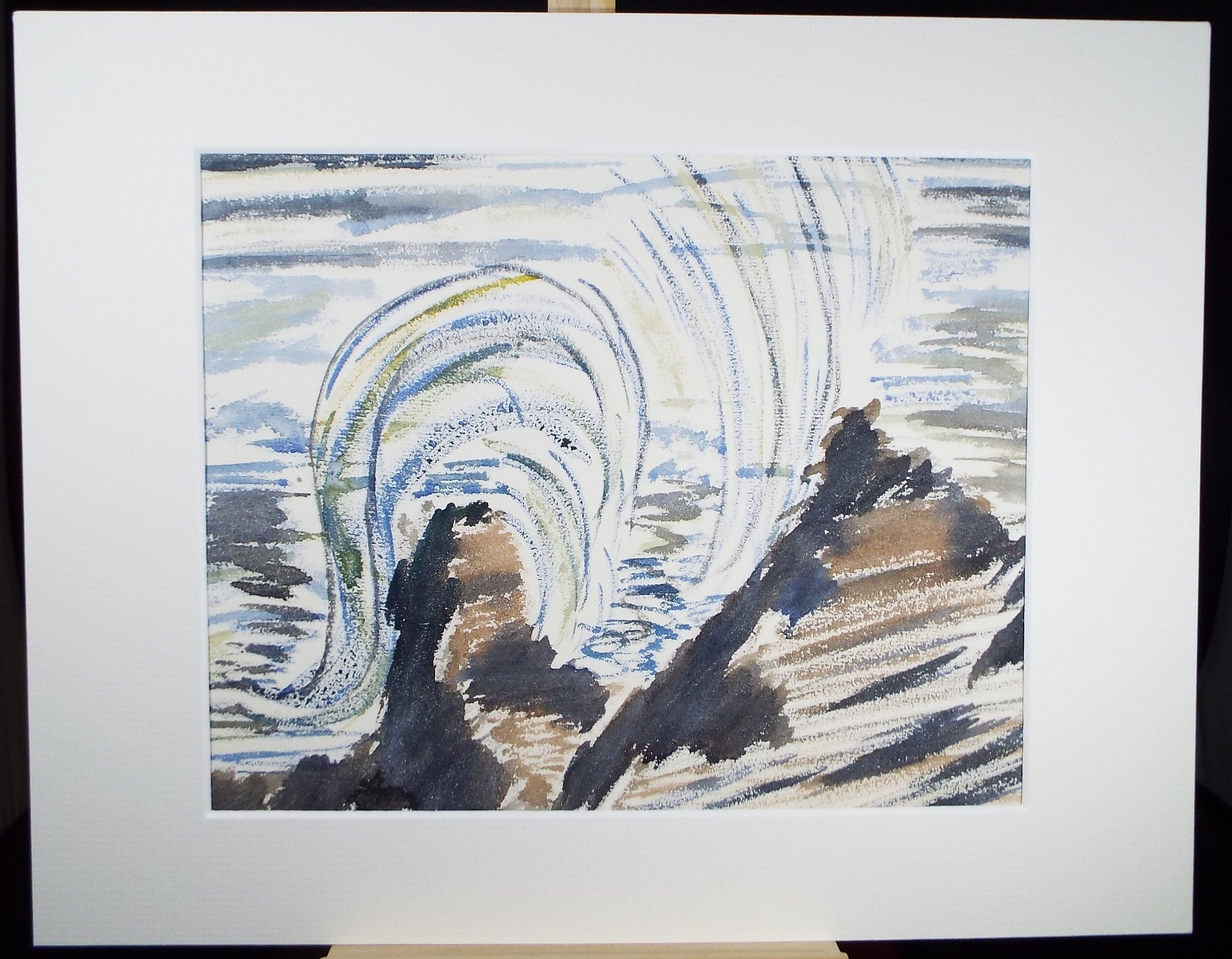 Original Watercolour, 'Stormy sea and spray', Circa 1950's , Harry Ousey (1915-1985)