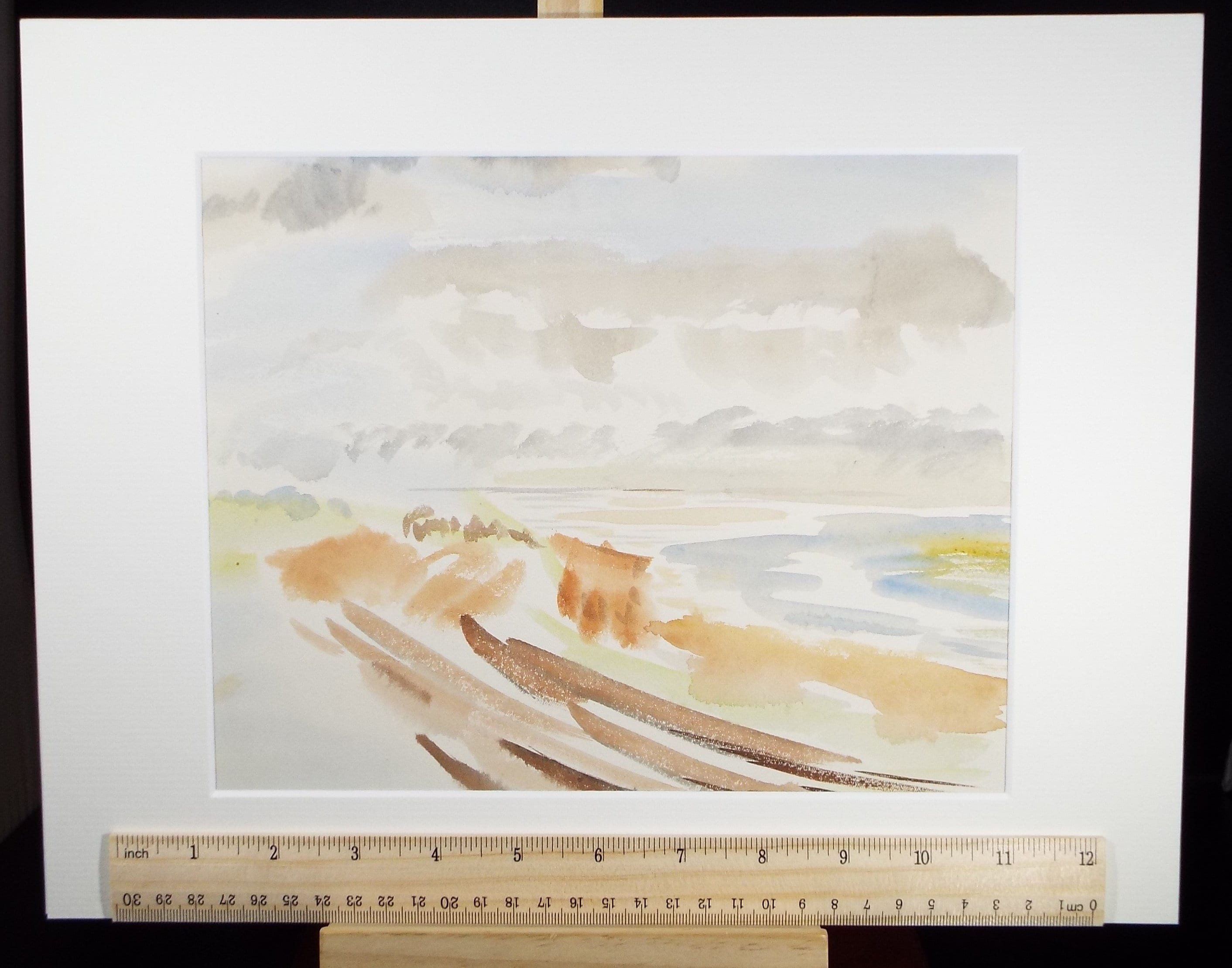 Original Watercolour, 'Seascape with Sand Dunes', Circa 1950's , Harry Ousey (1915-1985)