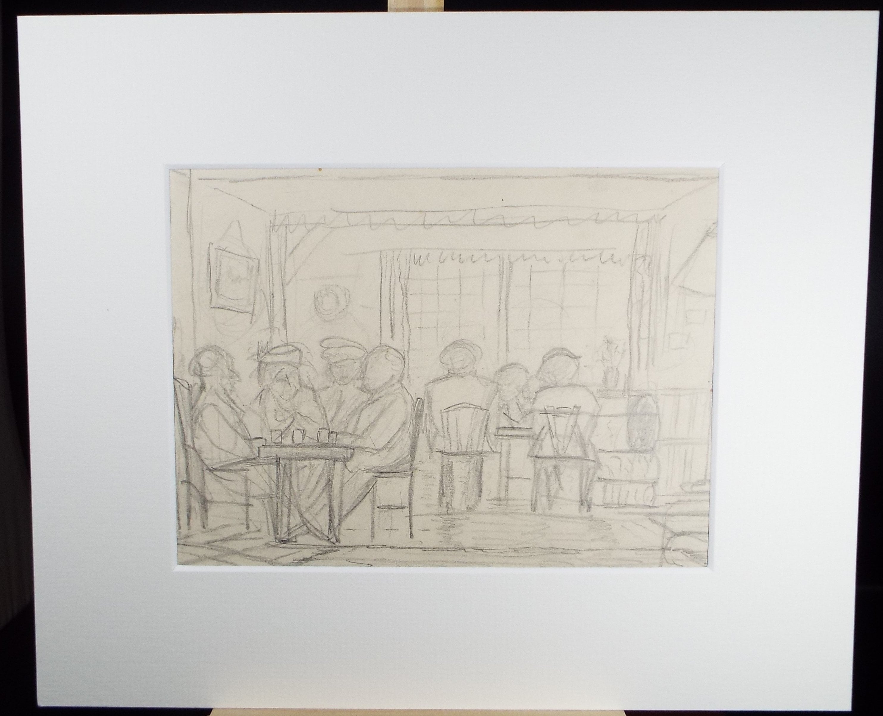 Original Pencil Drawing 'The Lounge Bar - Prestbury', Dated 1947 , Harry Ousey (1915-1985)