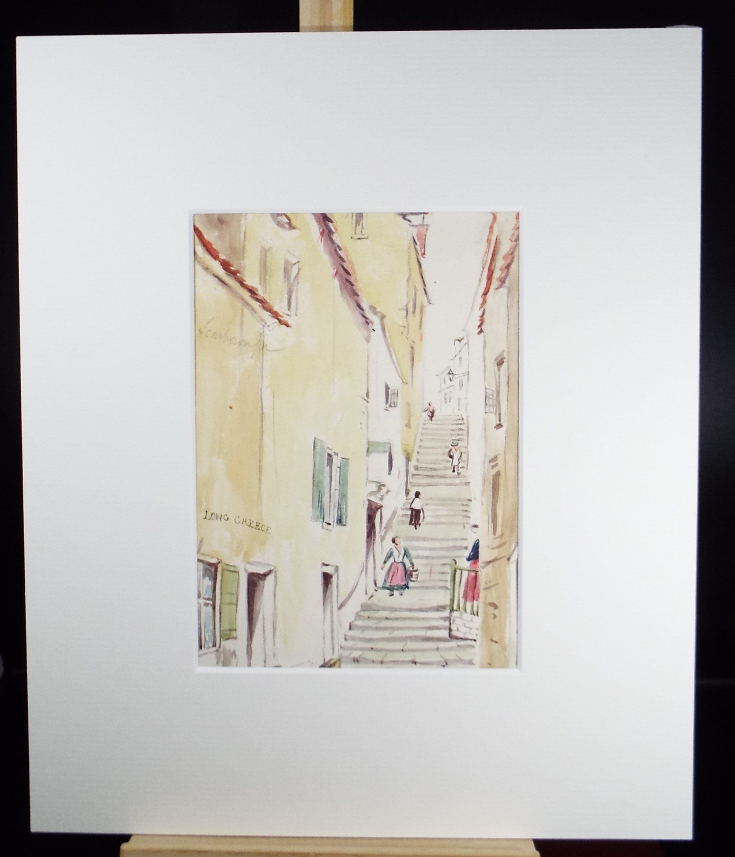 Original Watercolour, 'Greek Steps', circa 1910, Artist Unknown