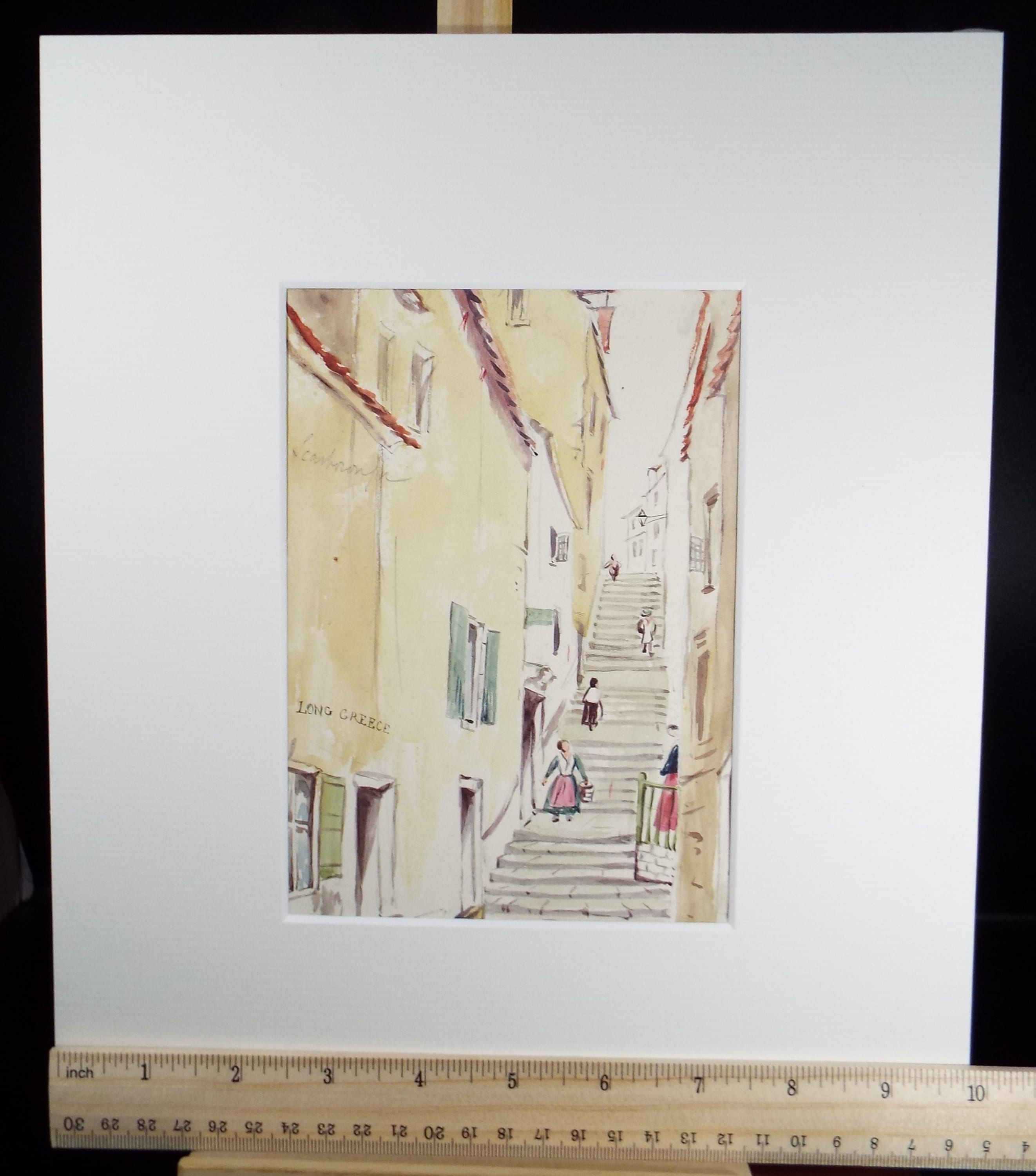 Original Watercolour, 'Greek Steps', circa 1910, Artist Unknown