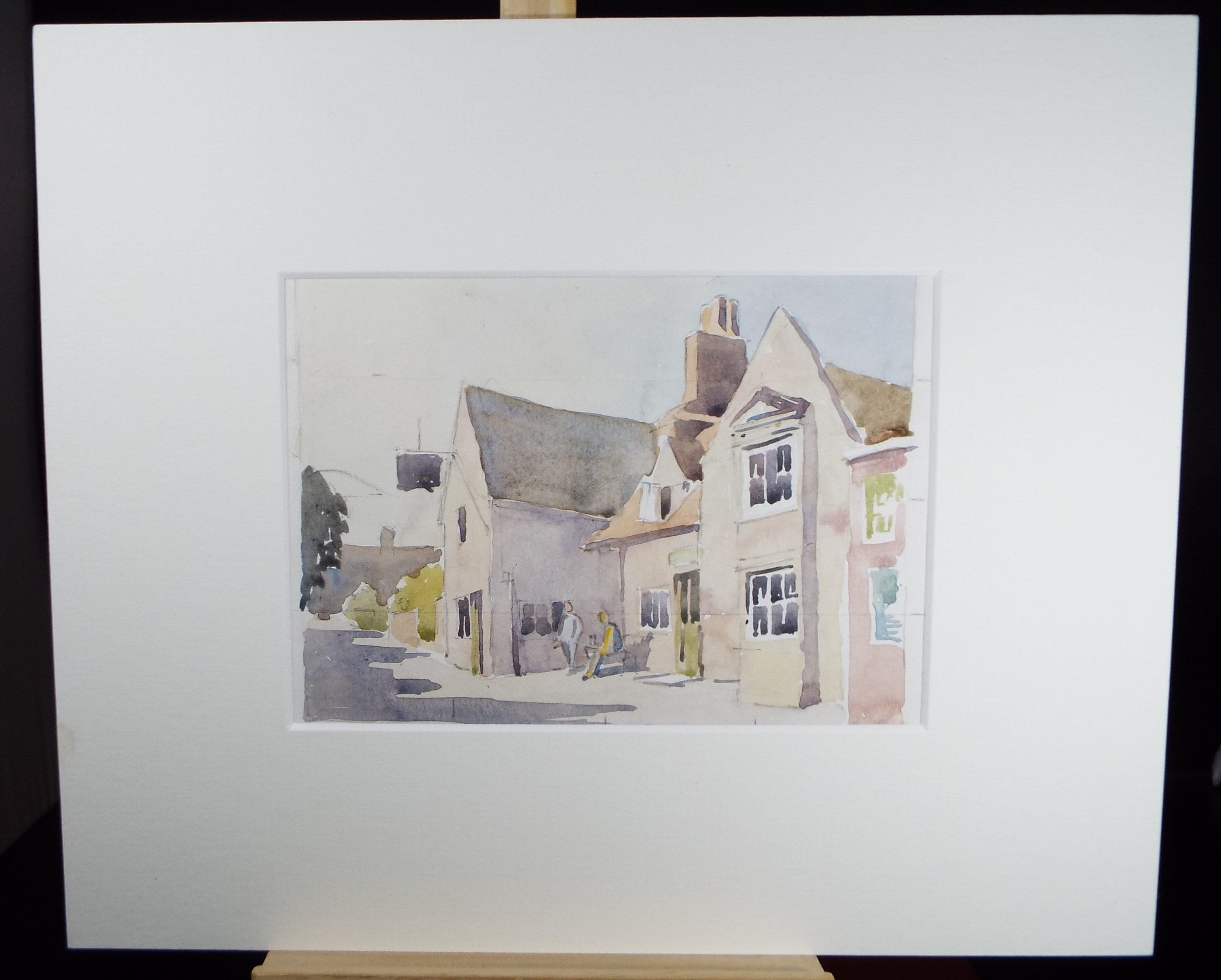 Original Watercolour, 'Relaxing outside the pub', Circa 1950's ,Artist Unknown