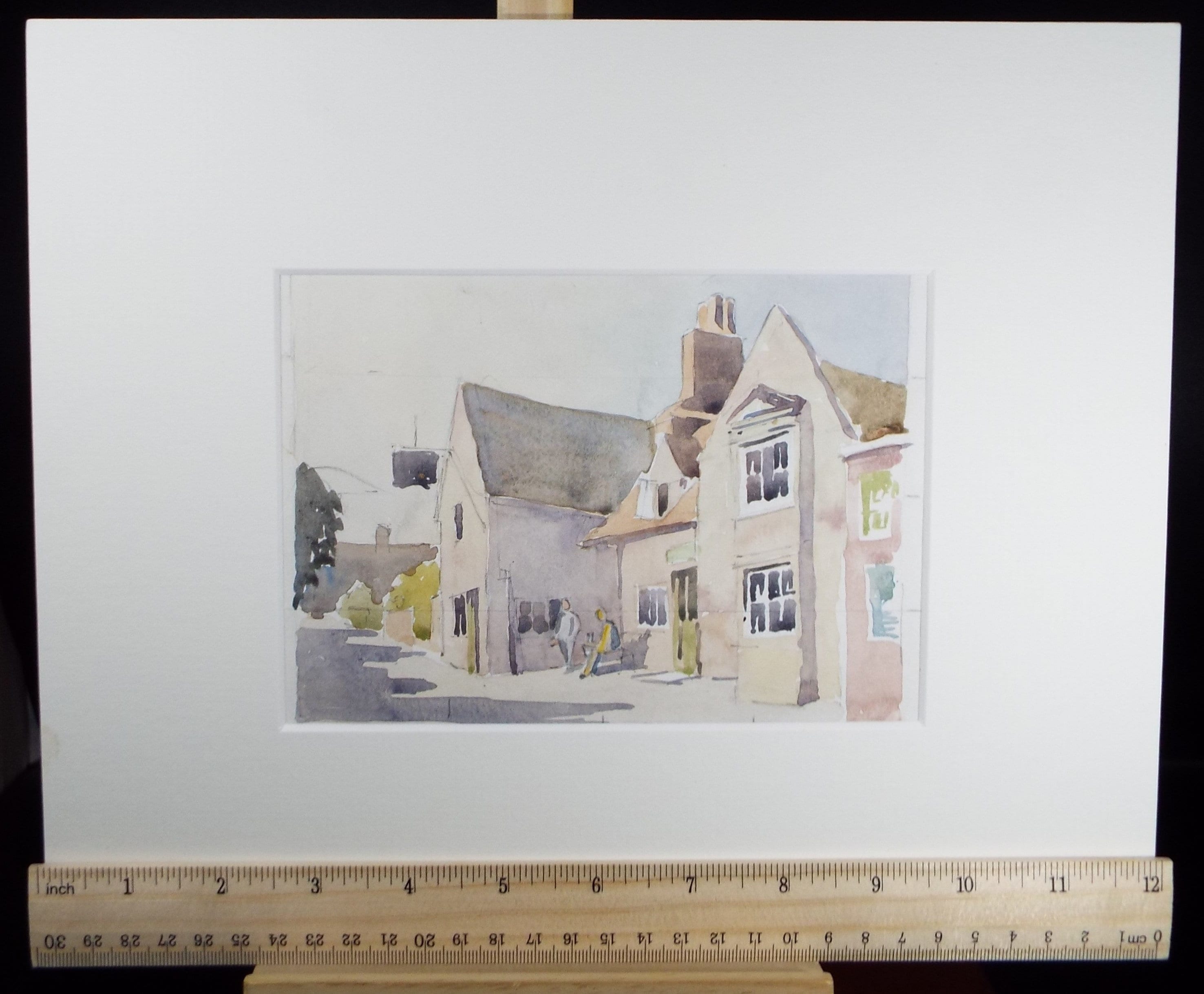 Original Watercolour, 'Relaxing outside the pub', Circa 1950's ,Artist Unknown