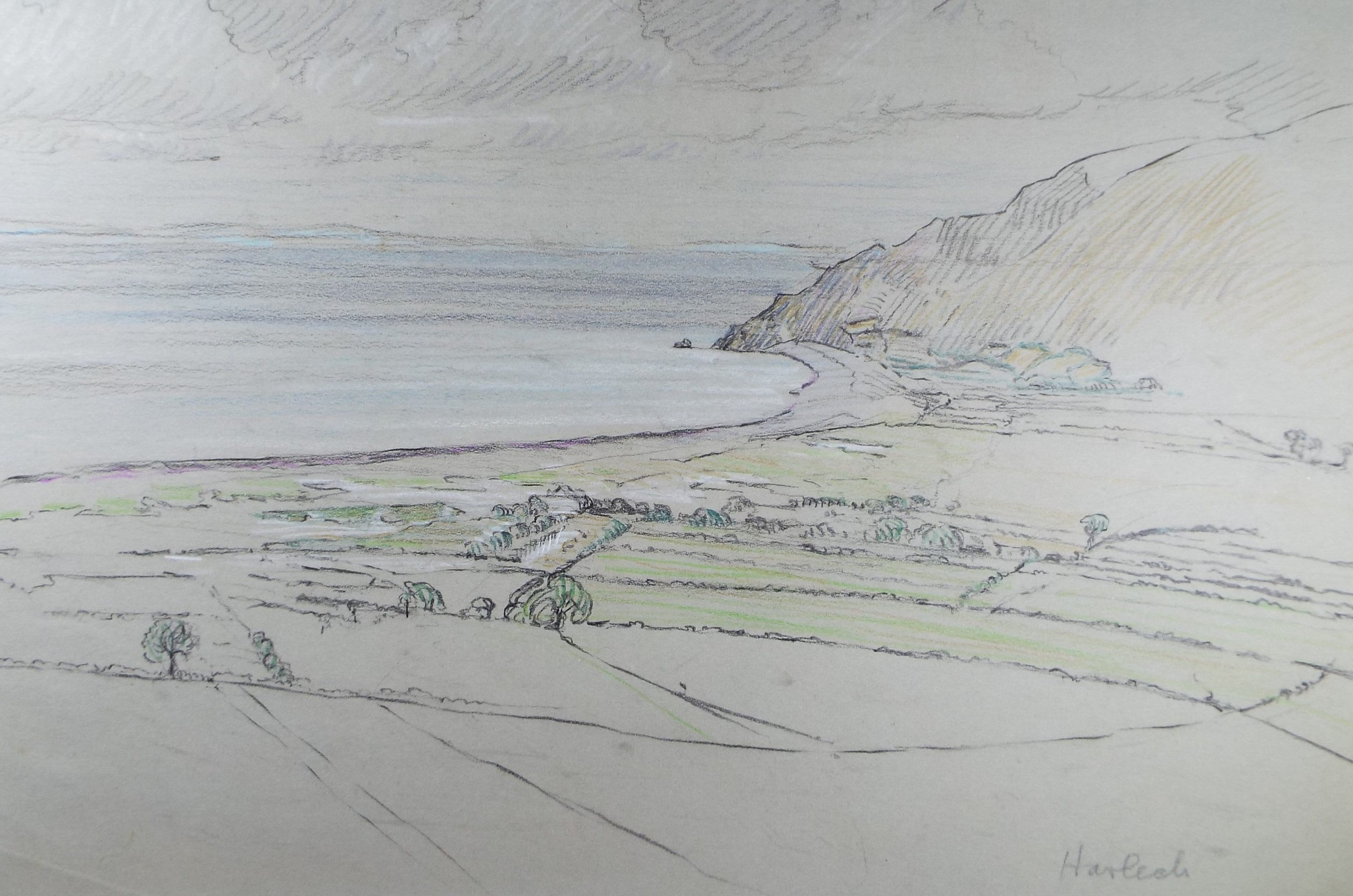 Original Pastel, 'Harlech', Circa 1950's , Hilda Burford (1887-1957)