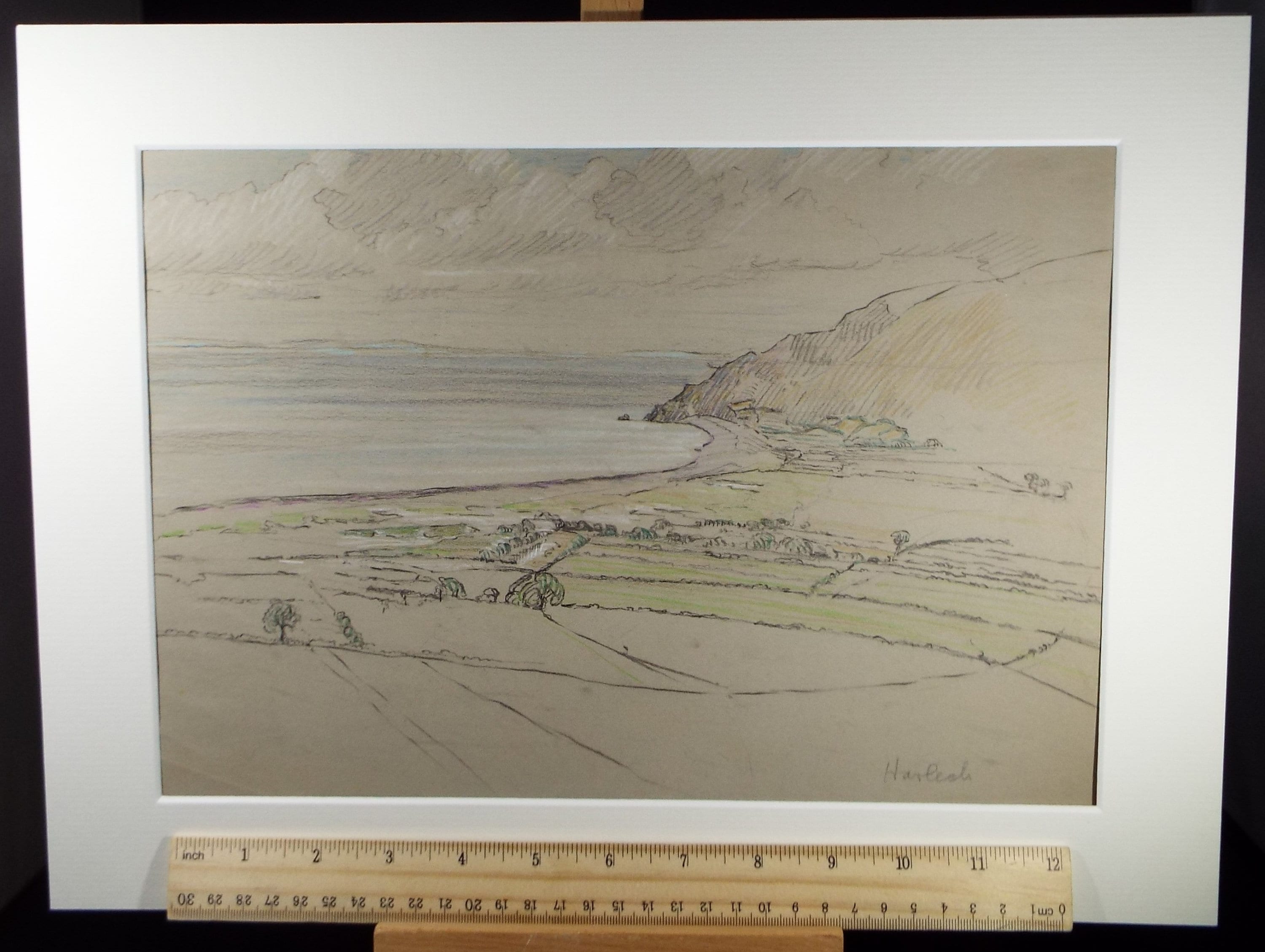 Original Pastel, 'Harlech', Circa 1950's , Hilda Burford (1887-1957)