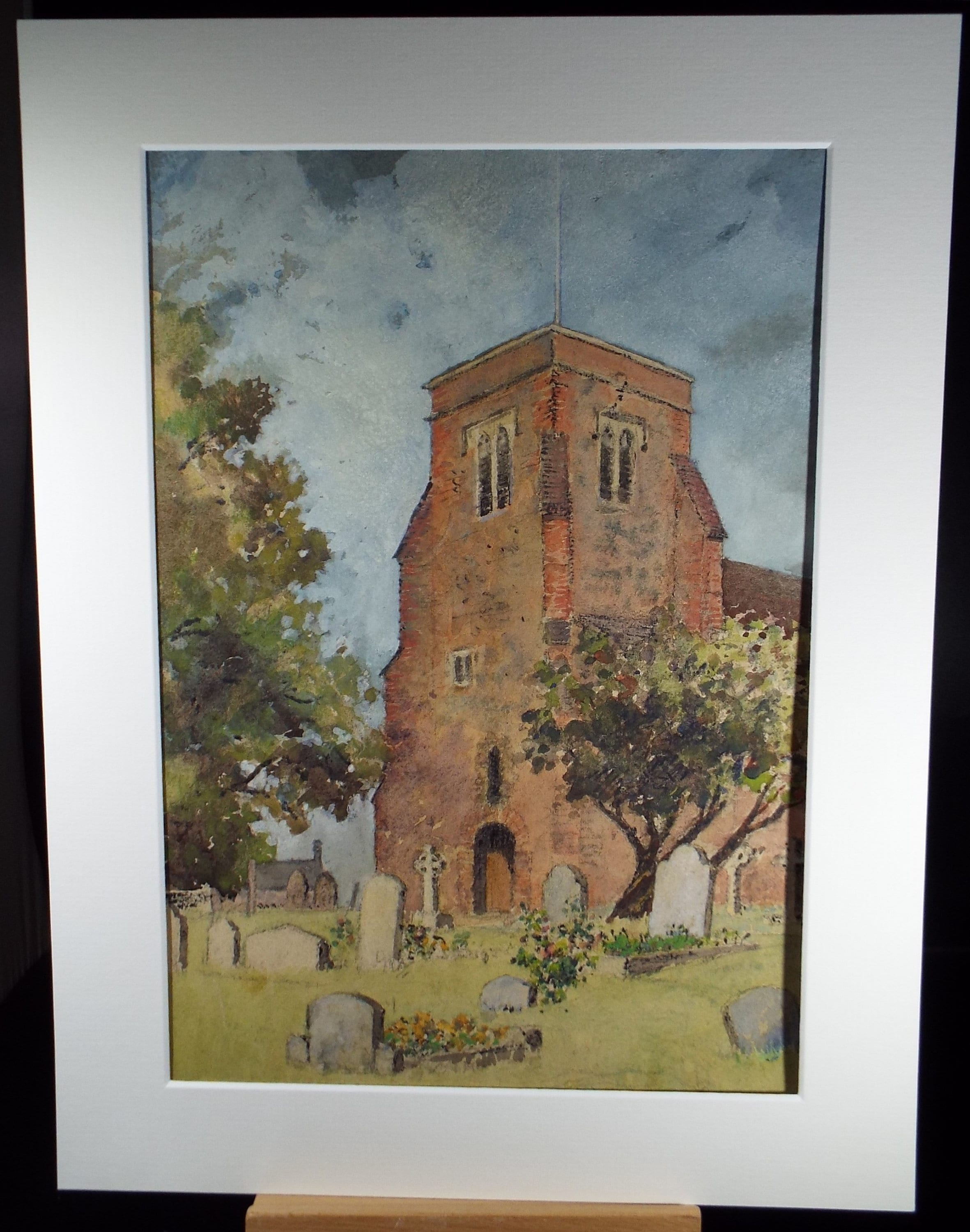 Original Watercolour, 'Church Study', c1940, Hilda Burford (1997-1957)