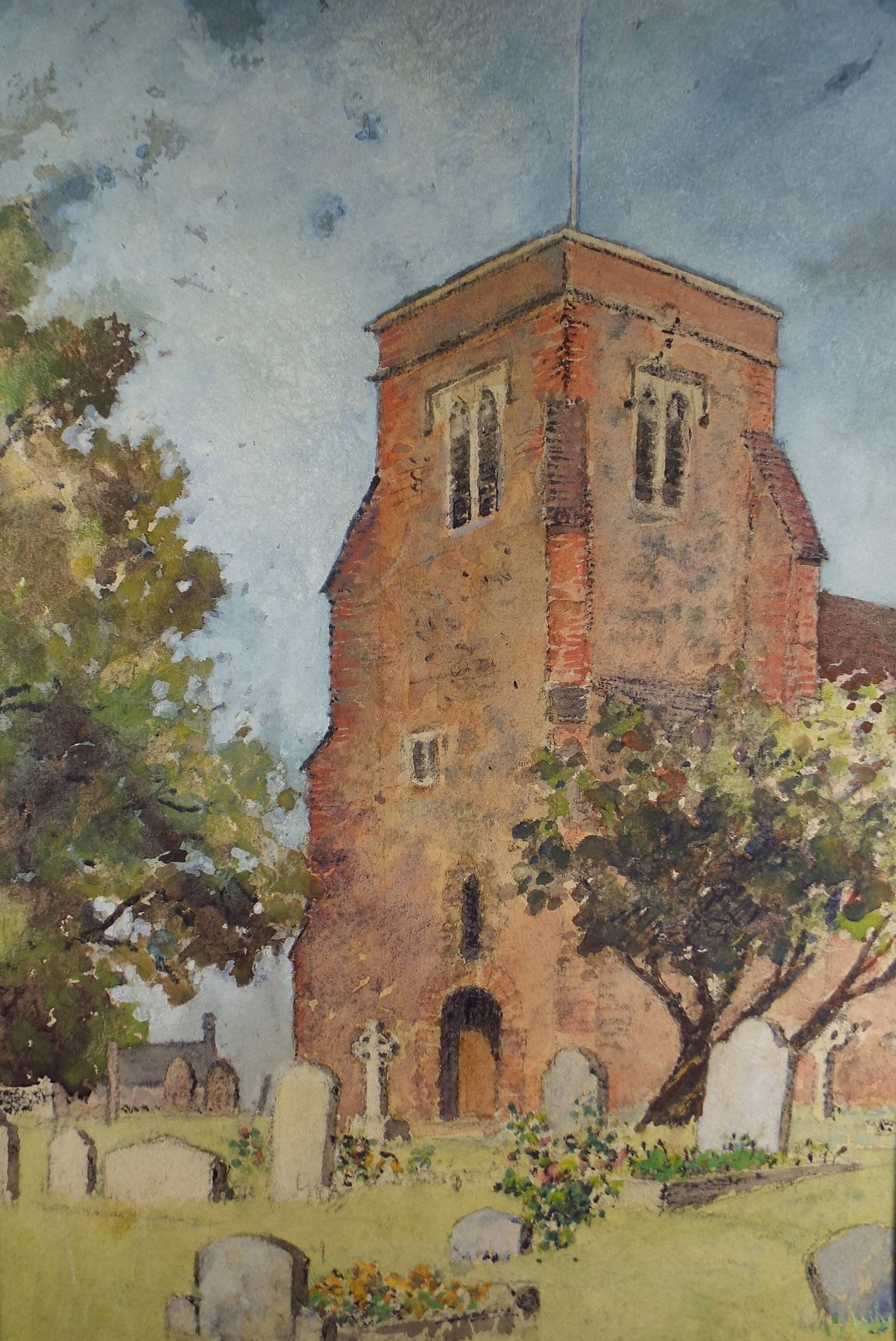 Original Watercolour, 'Church Study', c1940, Hilda Burford (1997-1957)