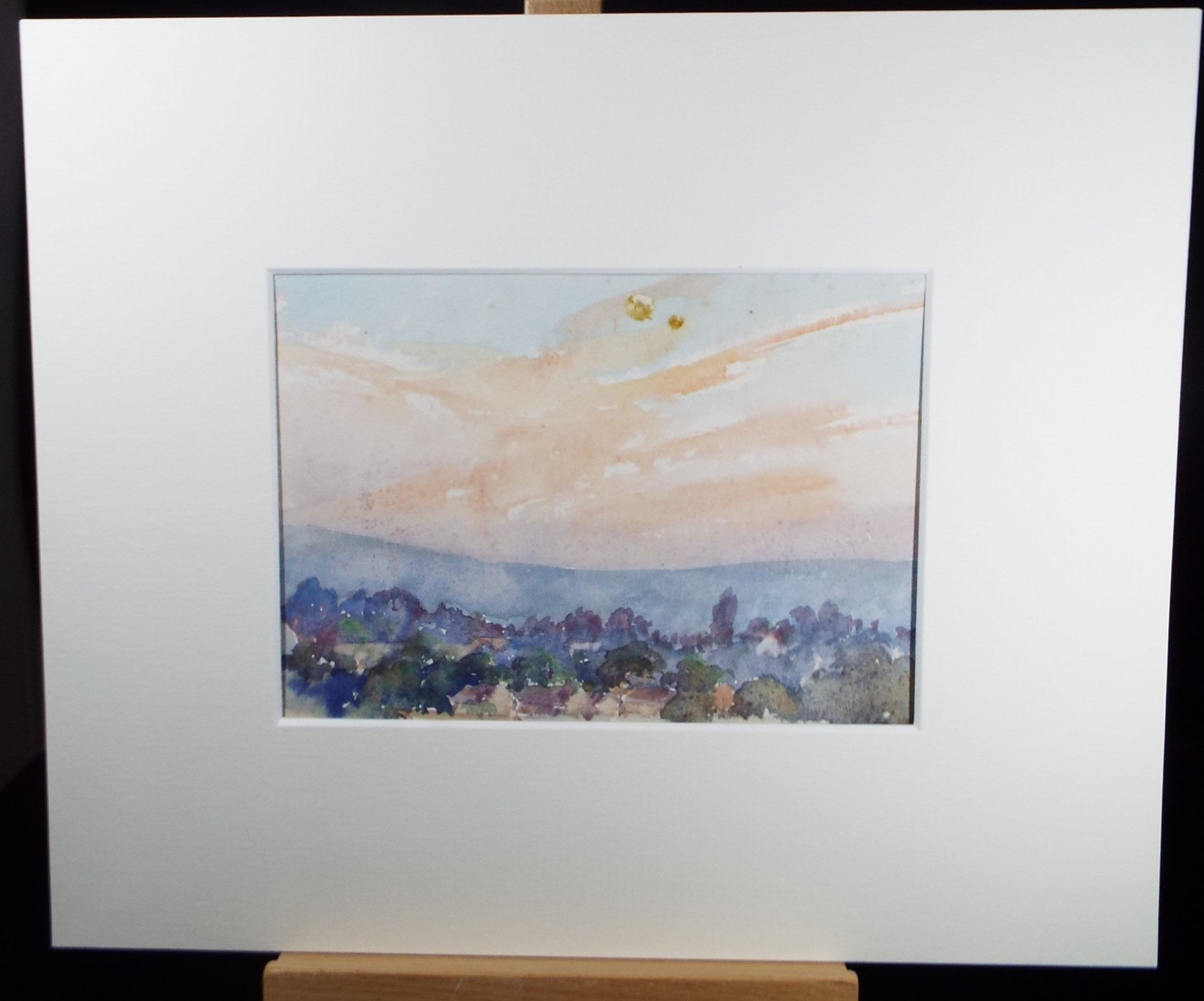 Original Watercolour on Paper, 'Village at Sunset, circa 1930's, Hilda Burford (1887-1957)