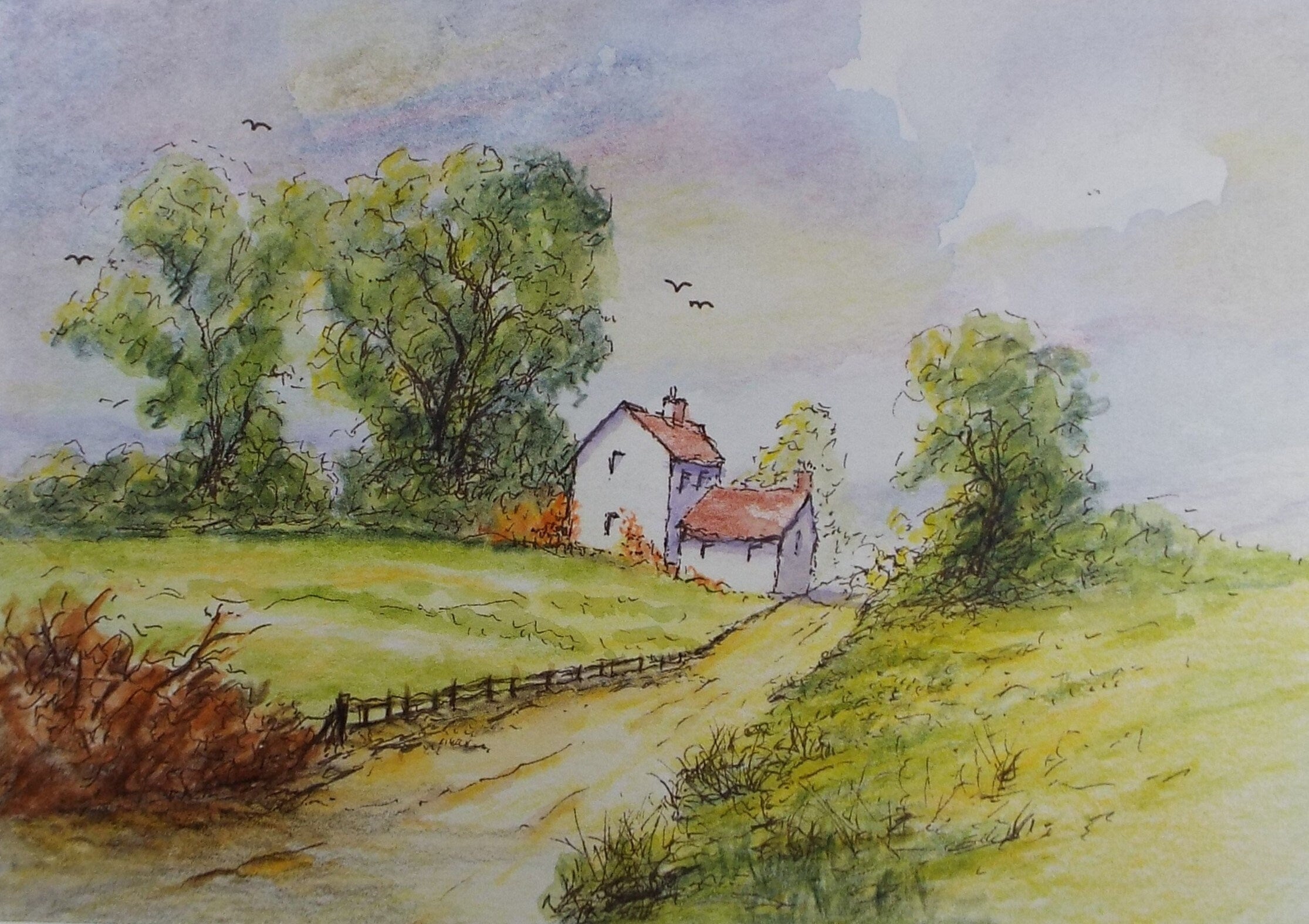 Original Watercolour on Paper, 'Lone Cottage', circa 1940's, Hilda Burford (1887-1957)