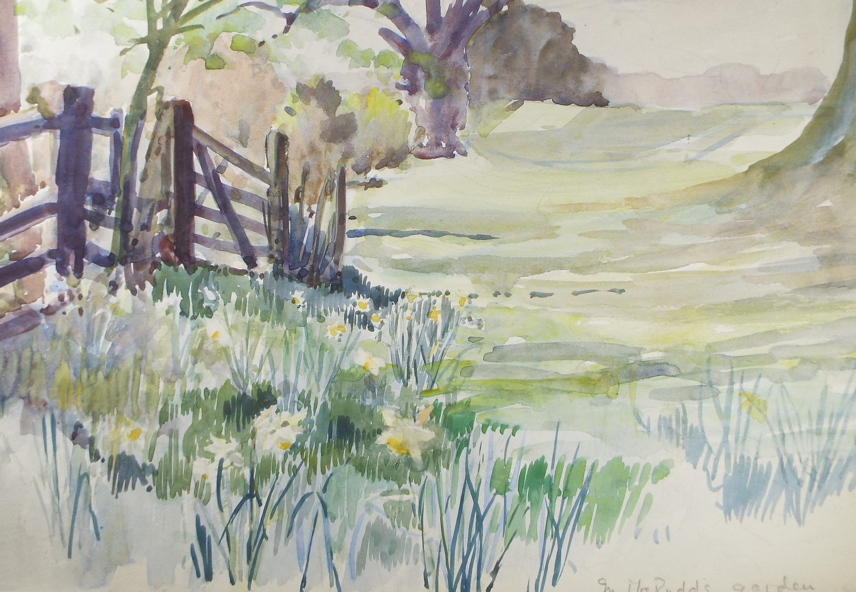 Original Watercolour, 'Mrs Rudd's Garden', Circa 1950's, Hilda Burford (1887-1957)