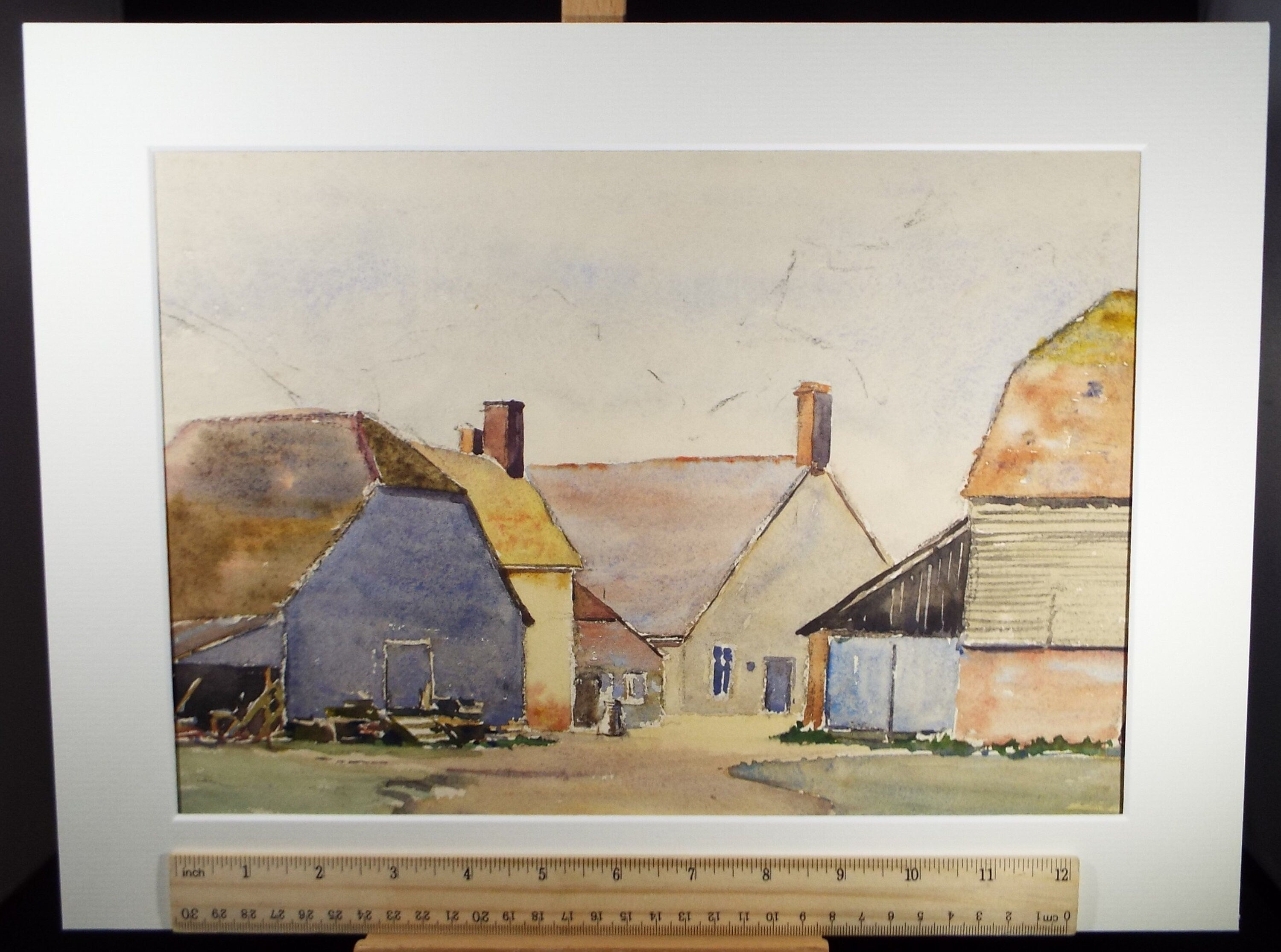 Original Watercolour, 'Barn, Near Ringwood', Circa 1940's, Hilda Burford (1887-1957)