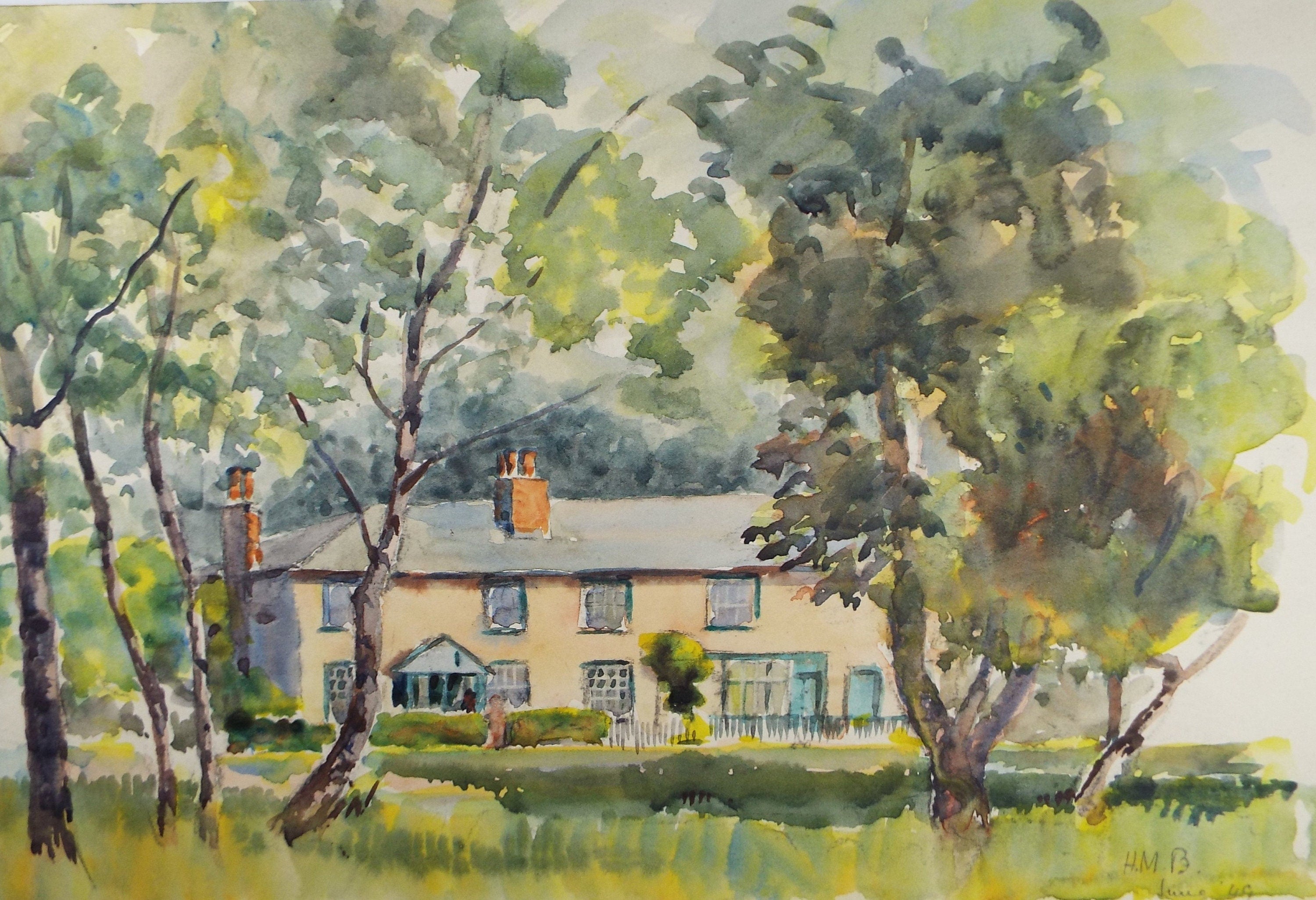 Original Watercolour, 'Houses, Gerrards Cross', Circa 1950's , Hilda Burford (1887-1957)