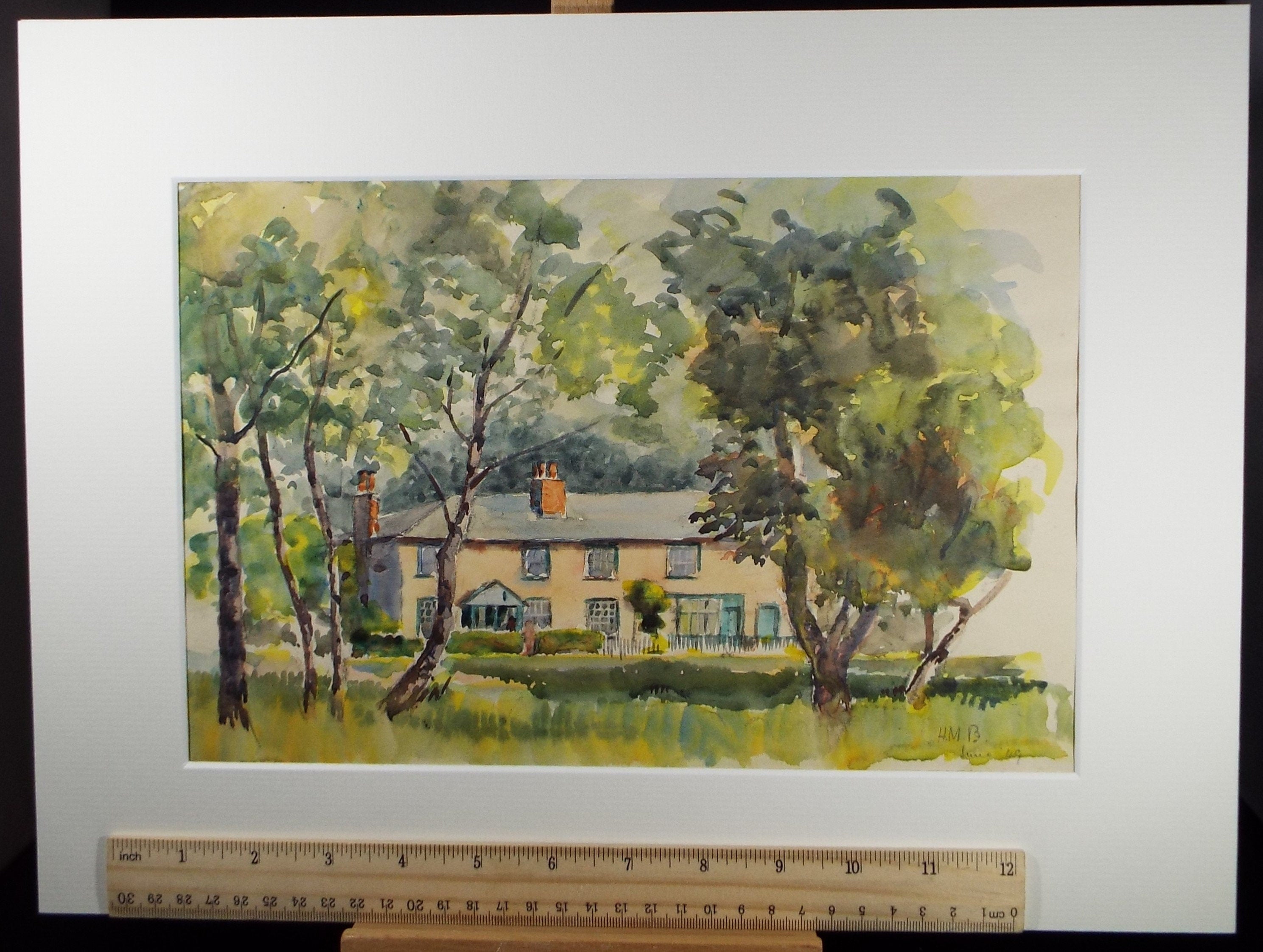 Original Watercolour, 'Houses, Gerrards Cross', Circa 1950's , Hilda Burford (1887-1957)