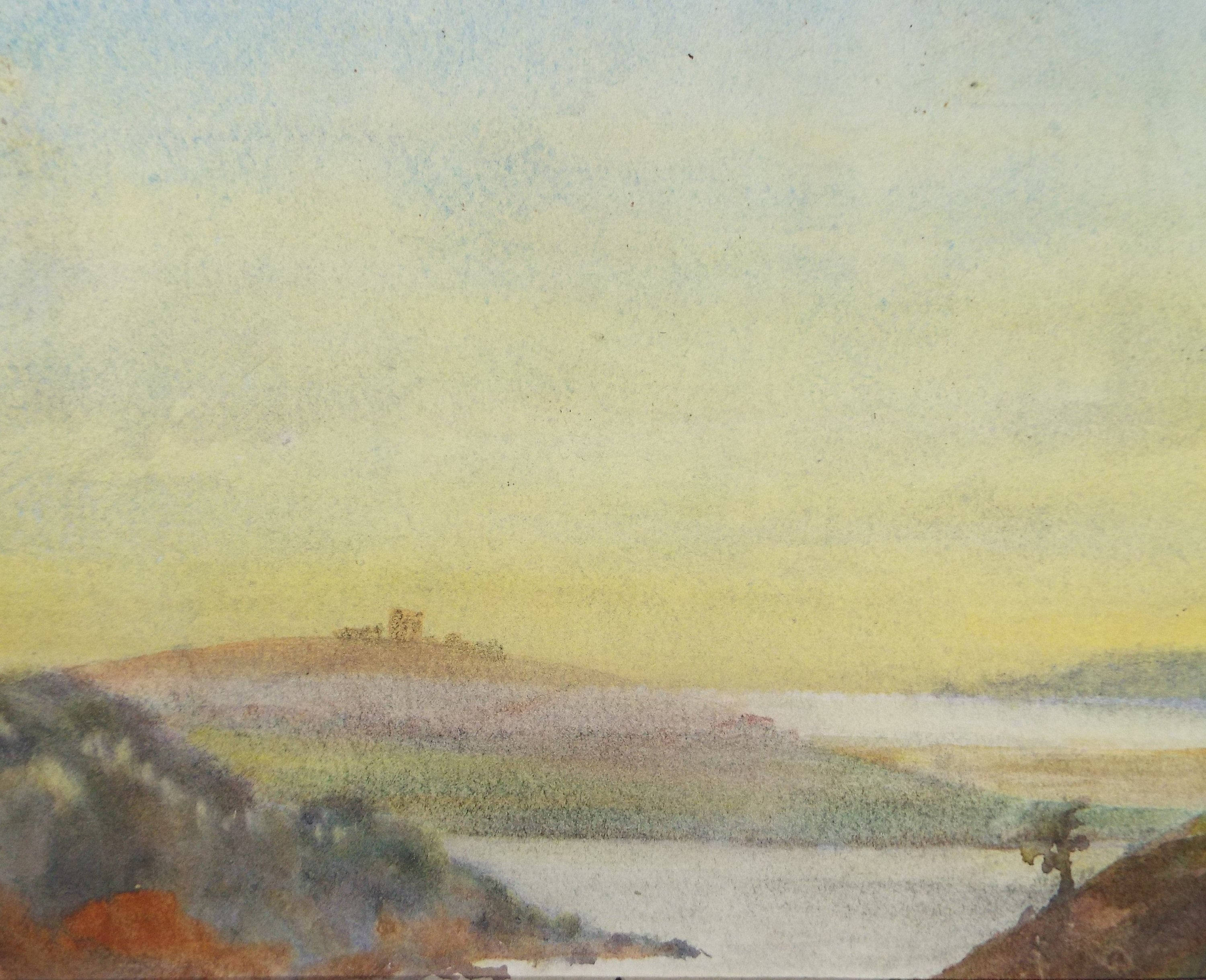 Original Watercolour, 'Misty River Estuary', Circa 1940's , Hilda Burford (1887-1957)