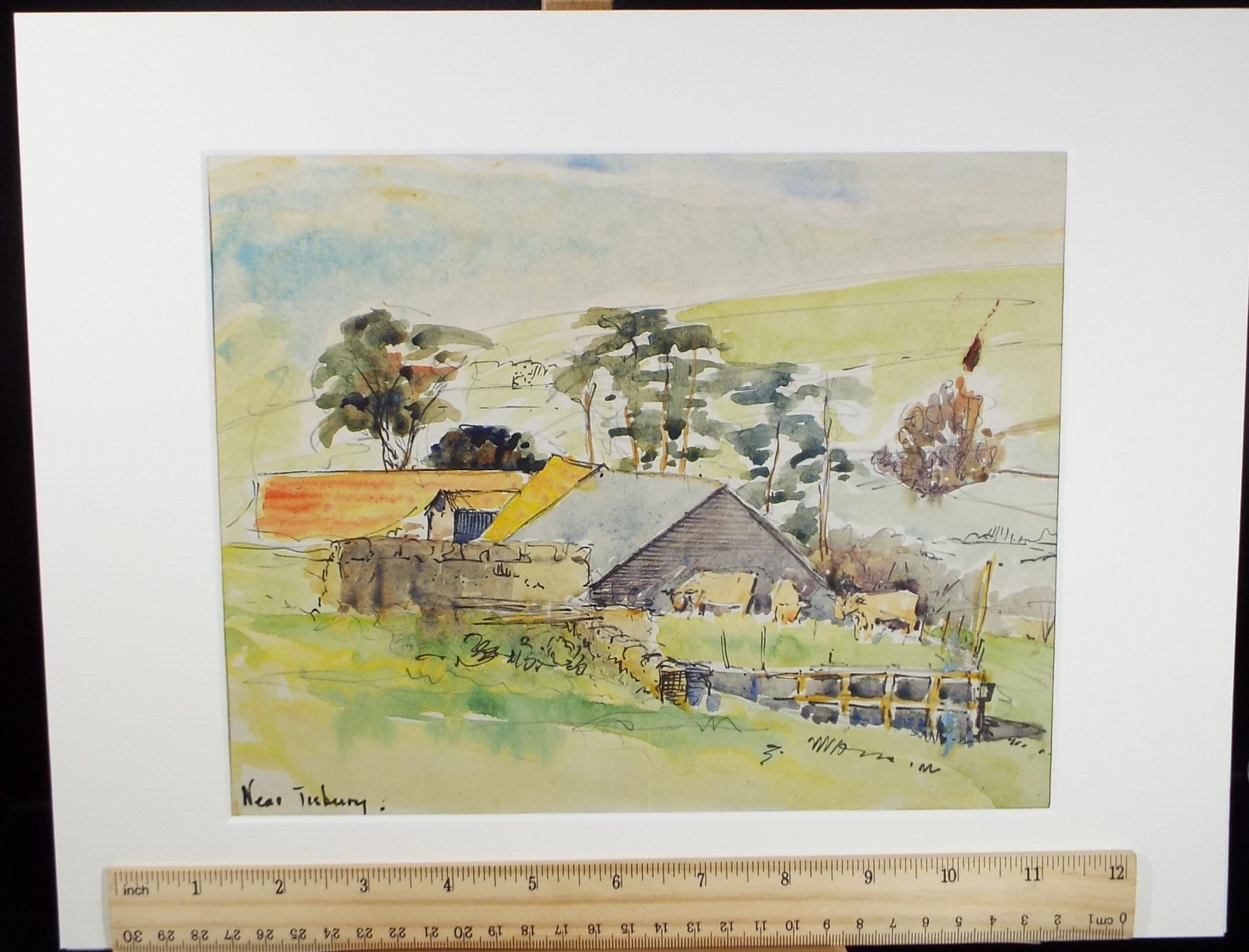 Original Watercolour, 'Near Tisbury', Circa 1950's , Hilda Burford (1887-1957)