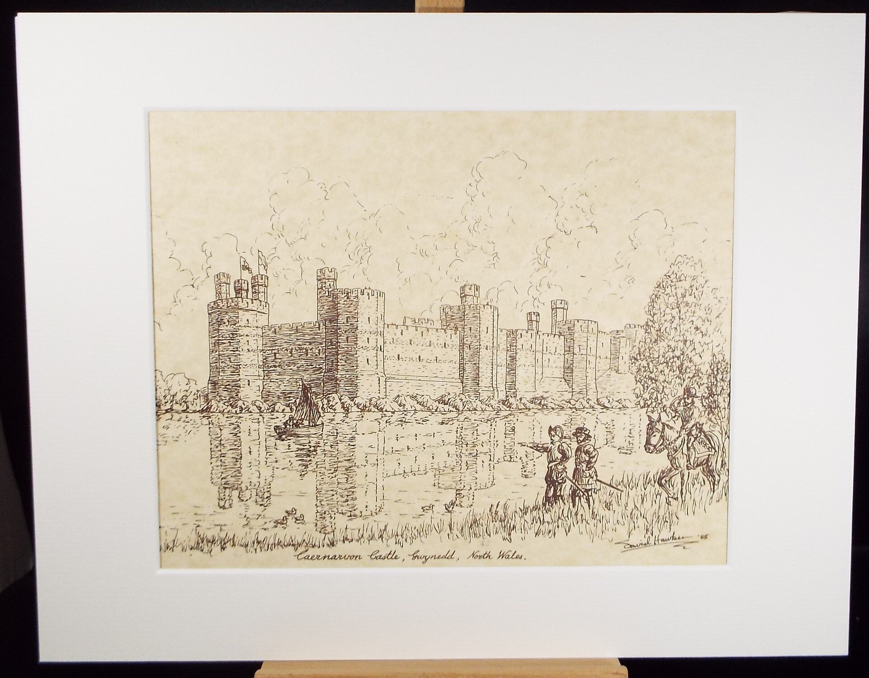 Original Pen & Ink, 'Caernarvon Castle', Dated 1985, David Hawken