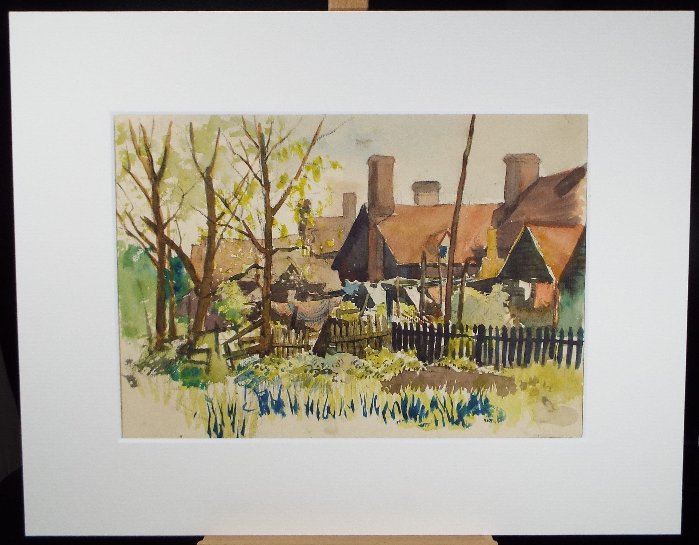 Original Watercolour on Paper, 'Village Houses', circa 1950's, Hilda Burford (1887-1957)