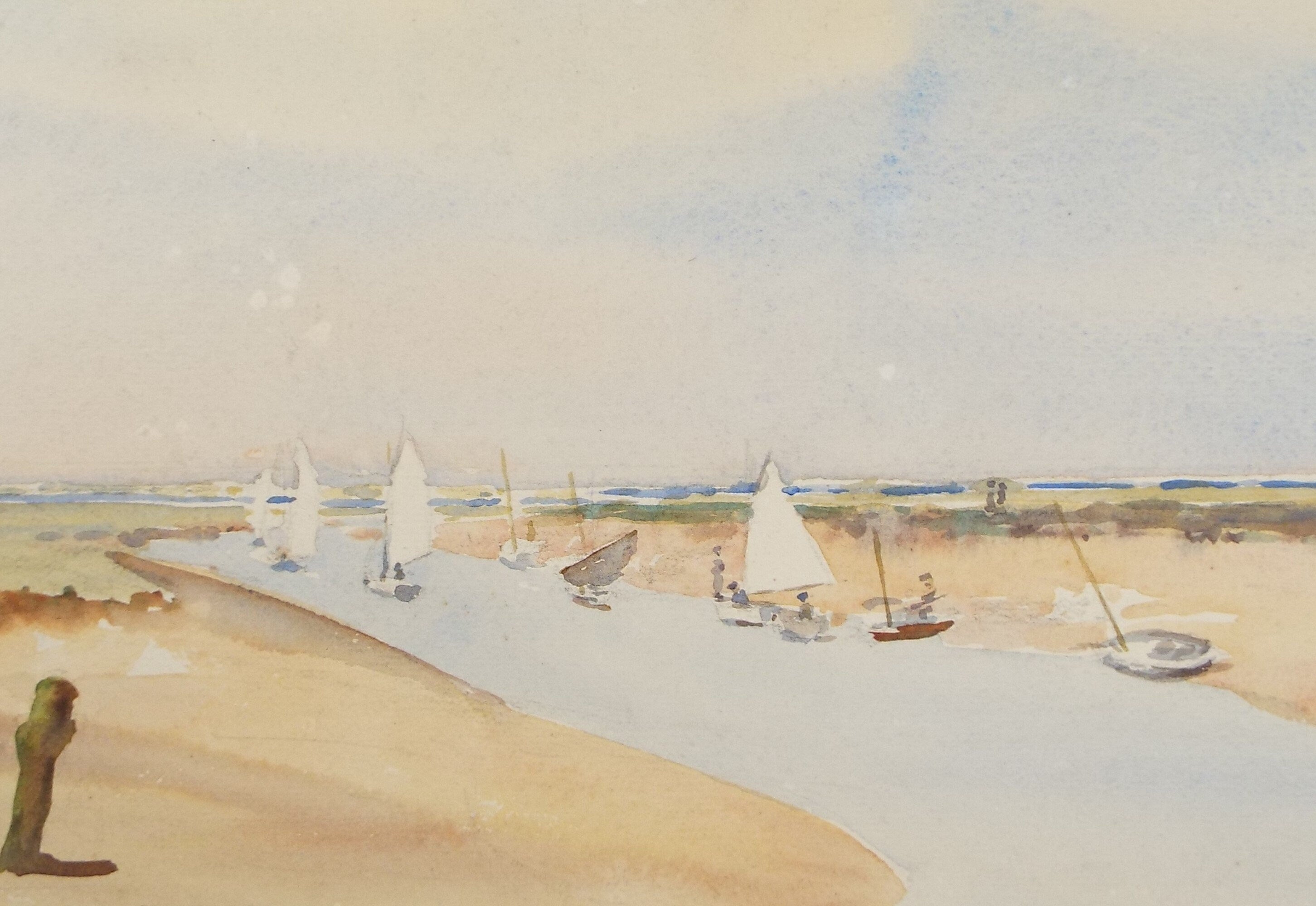 Original Watercolour, 'Sailing Dinghies', circa 1950's, Hilda Burford (1887-1957)