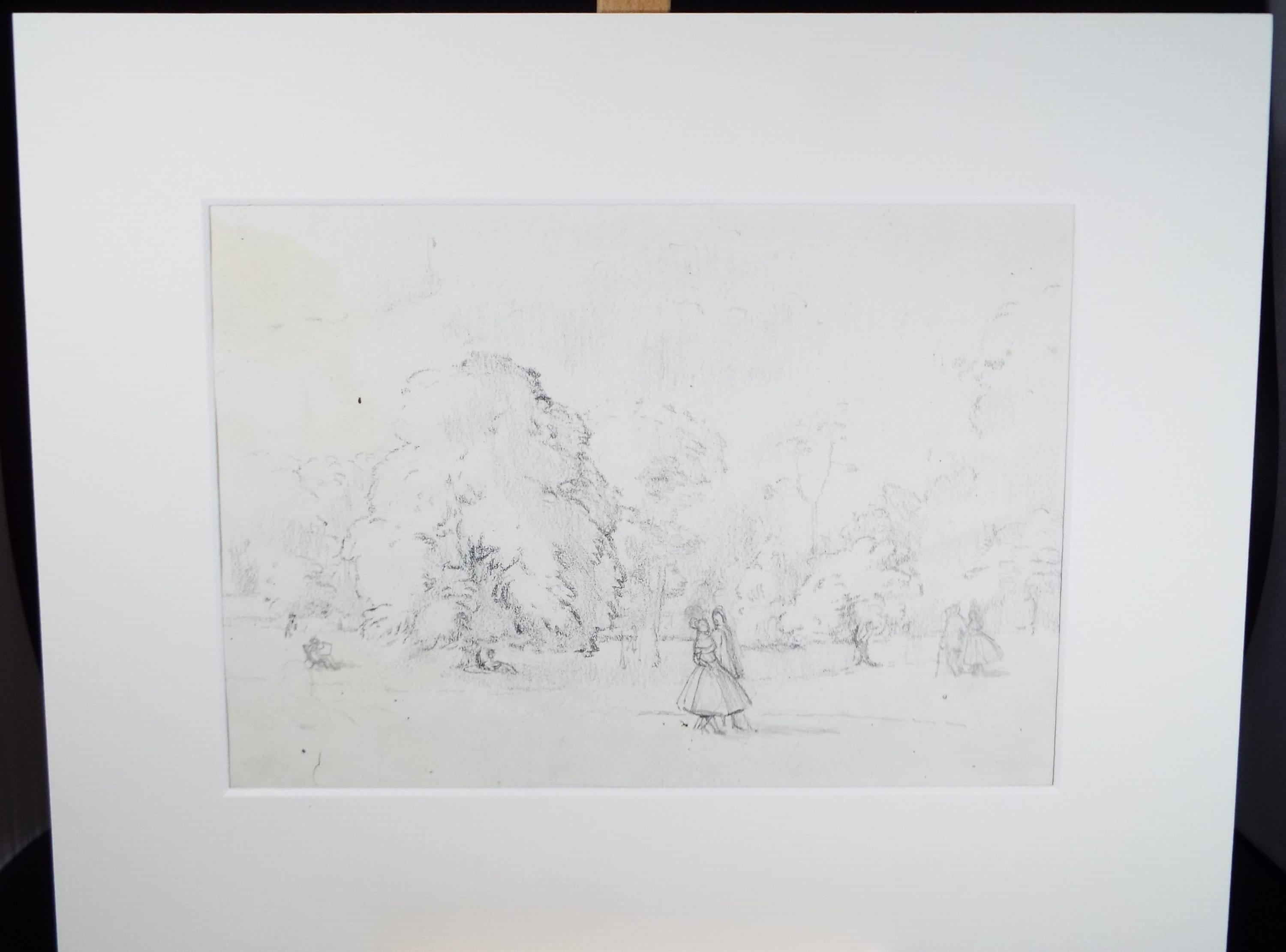 Original Pencil drawing, 'Figures in a Landscape, circa 1950's, Hilda Burford (1887-1957)