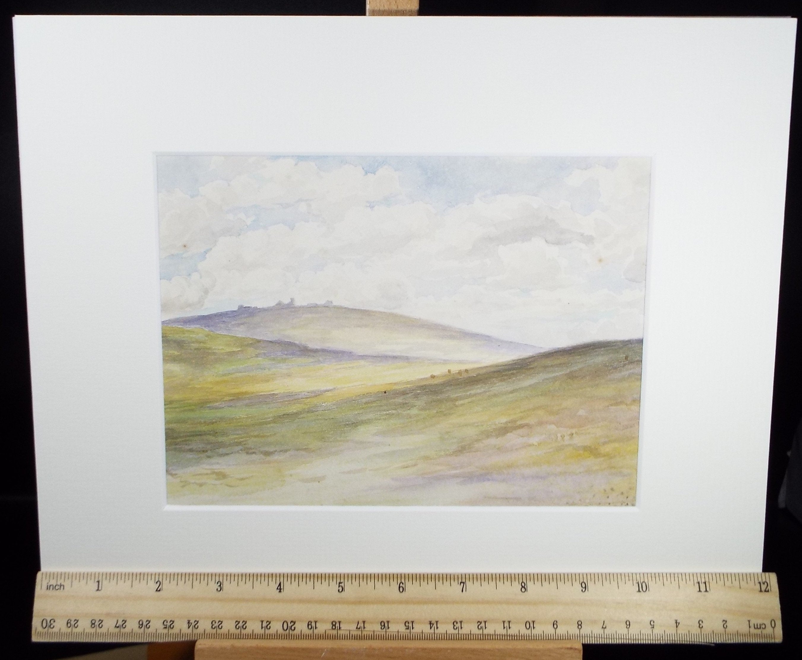 Original Watercolour, 'Tor on the Moor, c1940, Hilda Burford (1887-1957)