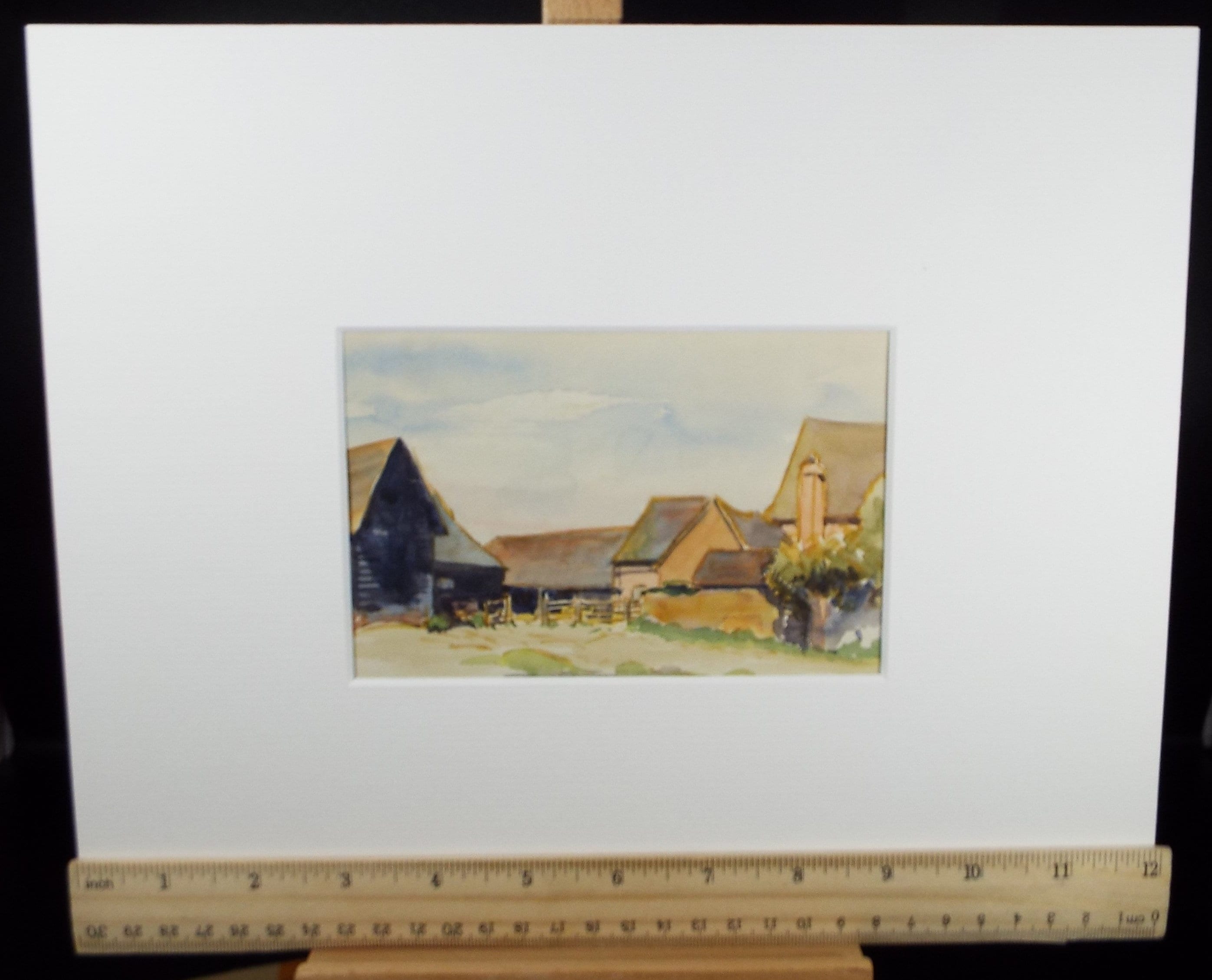 Original Watercolour, 'The Farmstead', Circa 1940's, Hilda Burford (1887-1957)