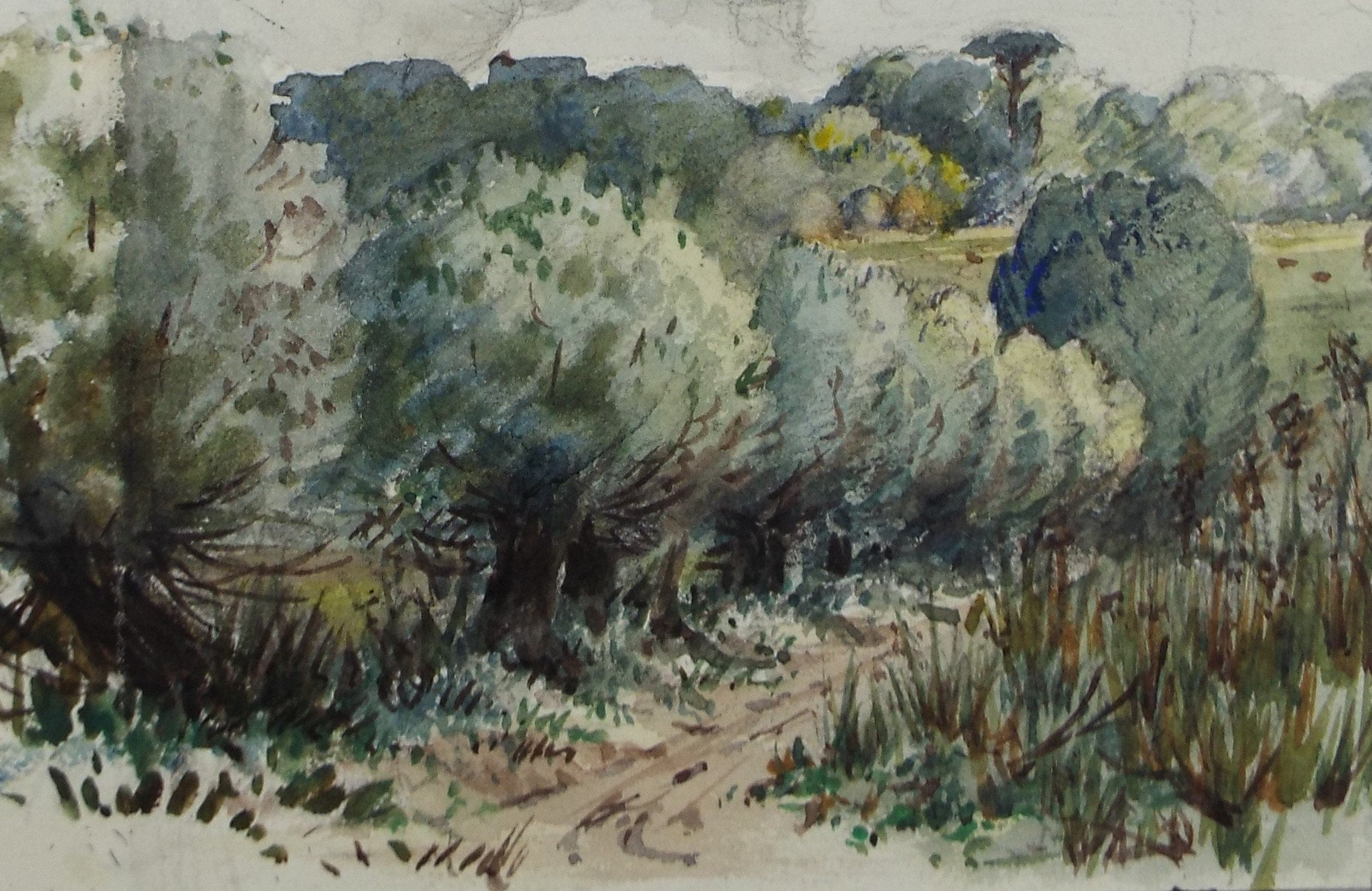 Original Watercolour, 'Woodland Track, Circa 1940's, Hilda Burford (1887-1957)