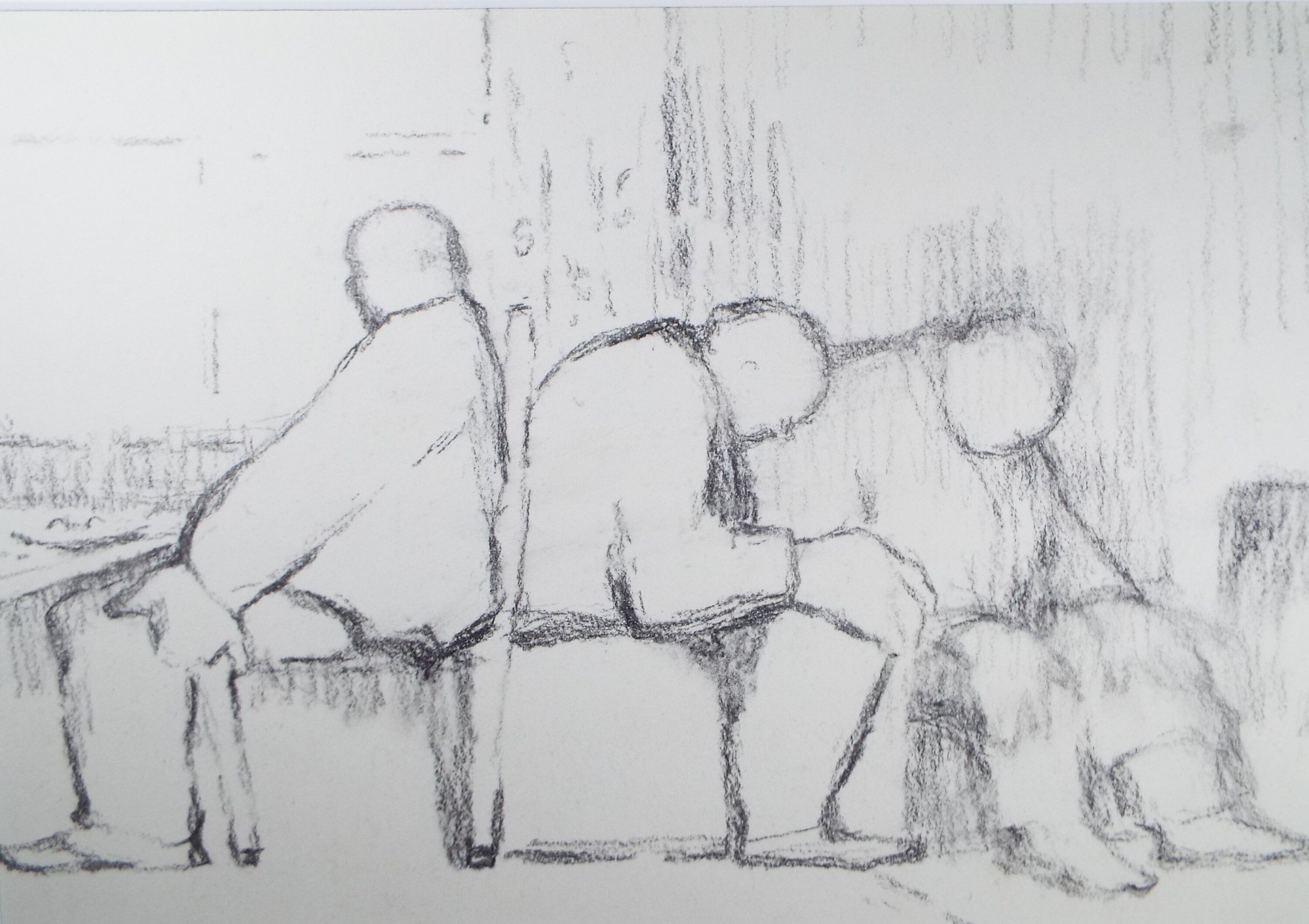 Original Pastel Drawing on paper,'Steated Figures', circa 1990, Mariota Bosanquet (1923-2022)